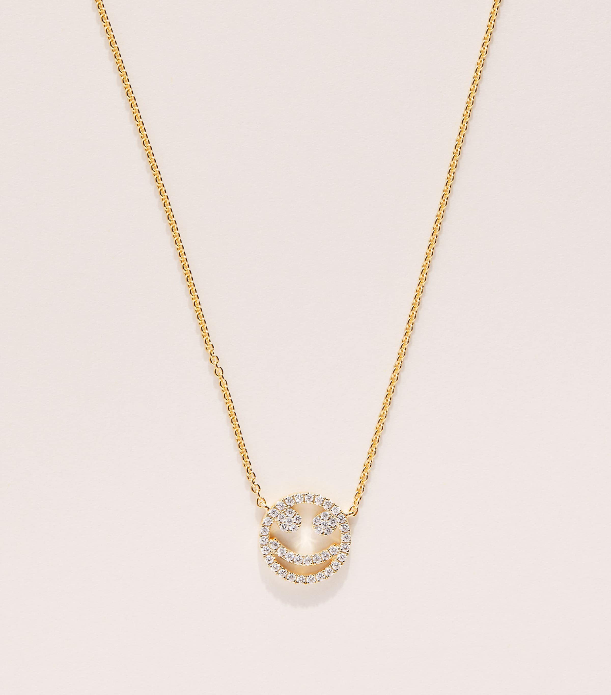 Rosa de la Cruz Yellow Gold and Diamond Smile Charm Necklace Yellow Gold