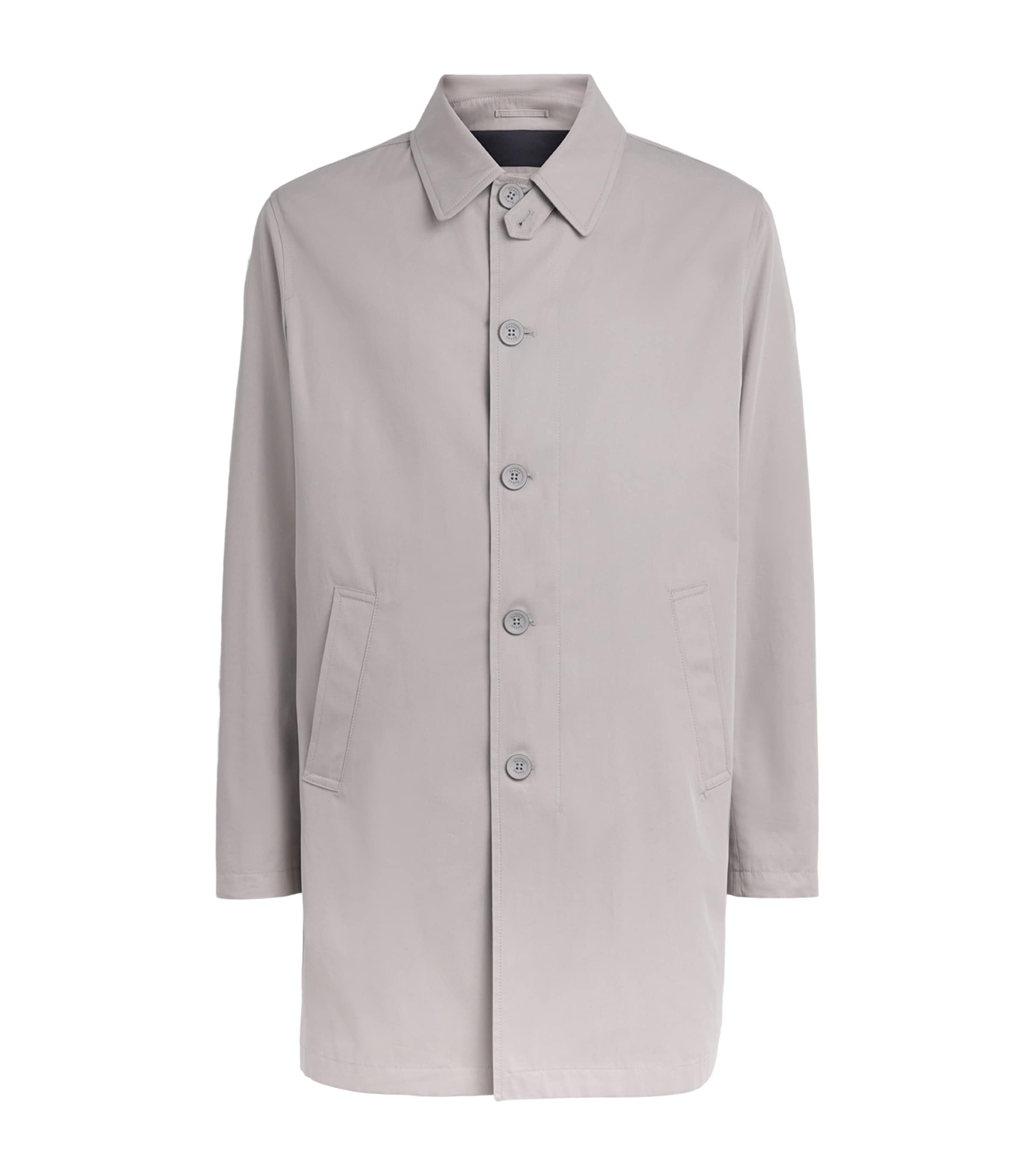 Herno Mens Cotton Twill Overcoat Gray