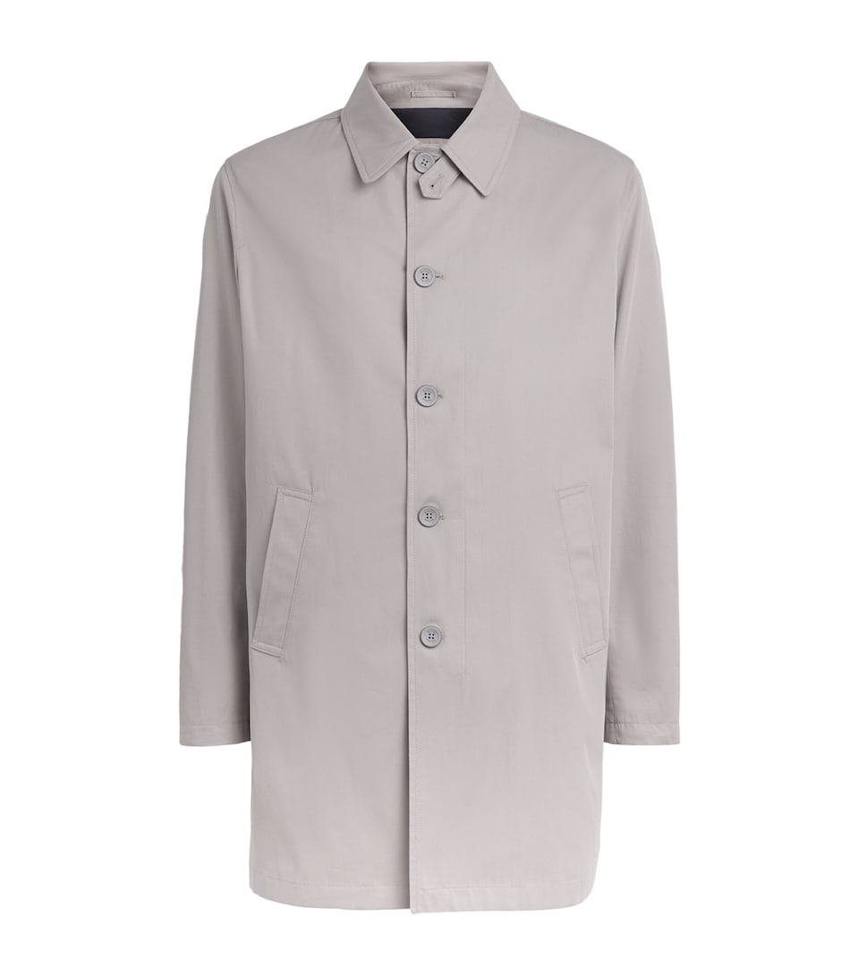 Herno Mens Cotton Twill Overcoat Gray