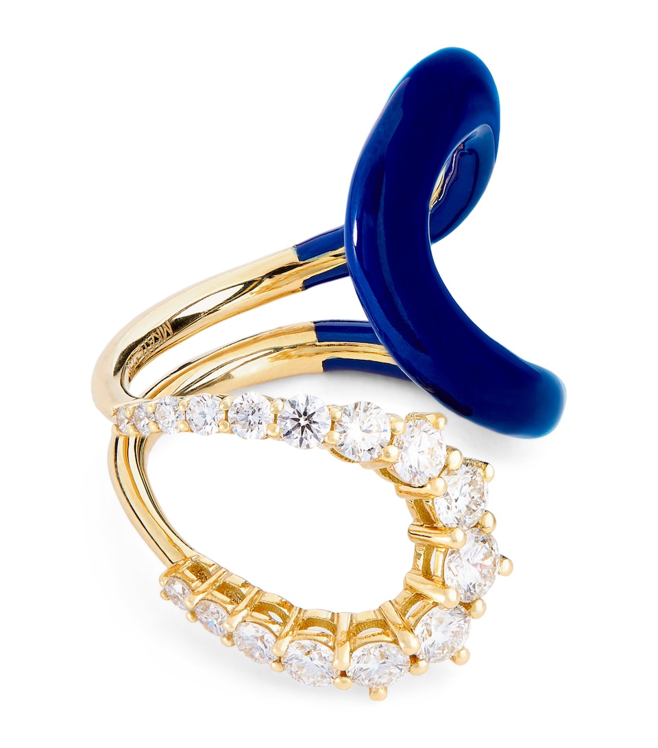 Yellow Gold, Diamond and Enamel Aria Ring