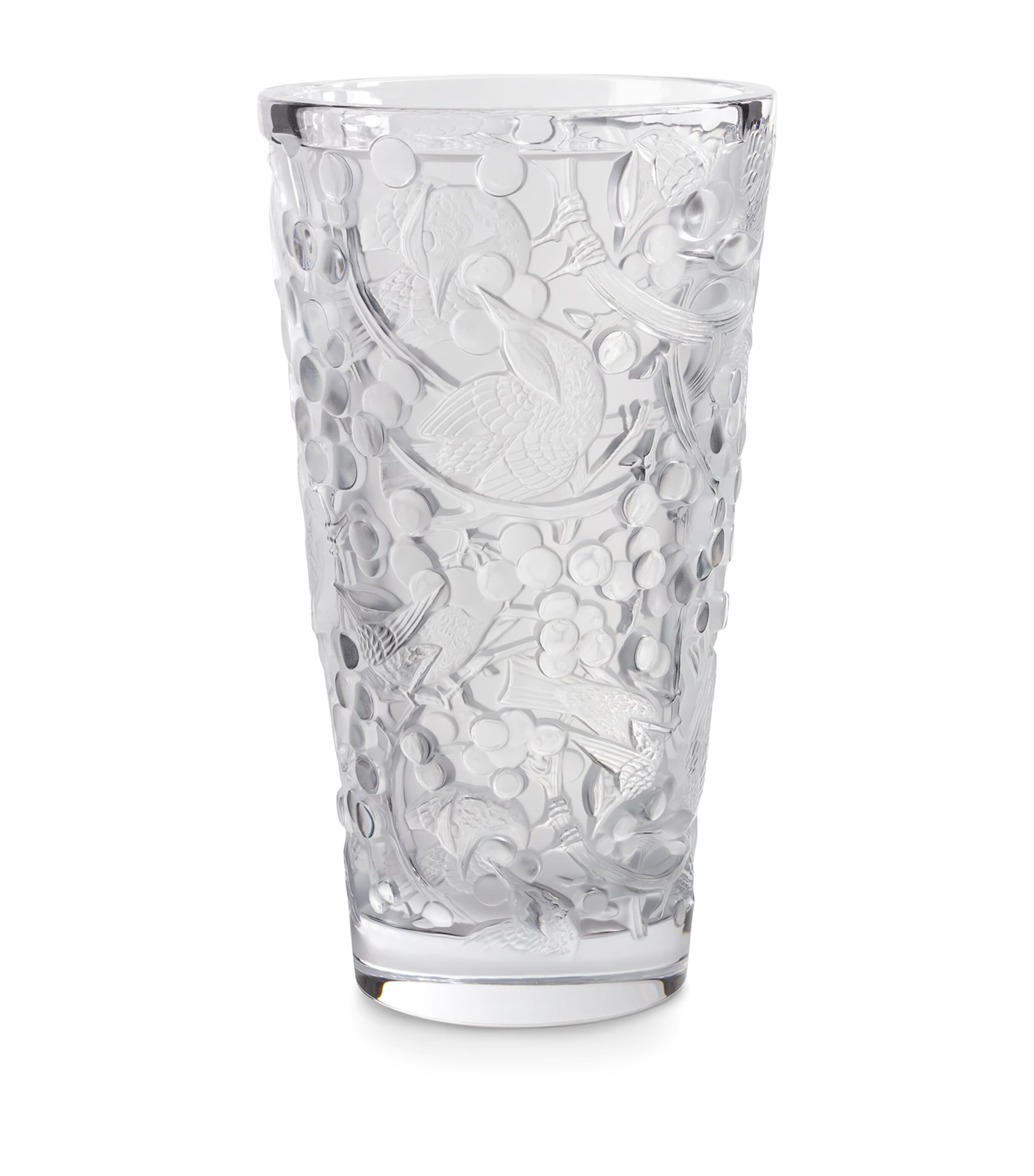 Lalique Crystal Large Merles et Raisins Vase (38cm) Incolore
