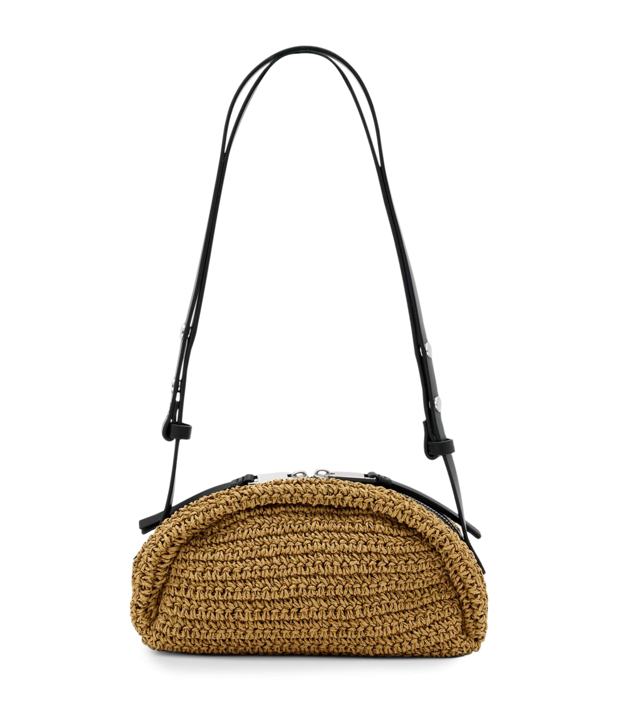 AllSaints Raffia Rosalie Cross-Body Bag Biscuit Brown