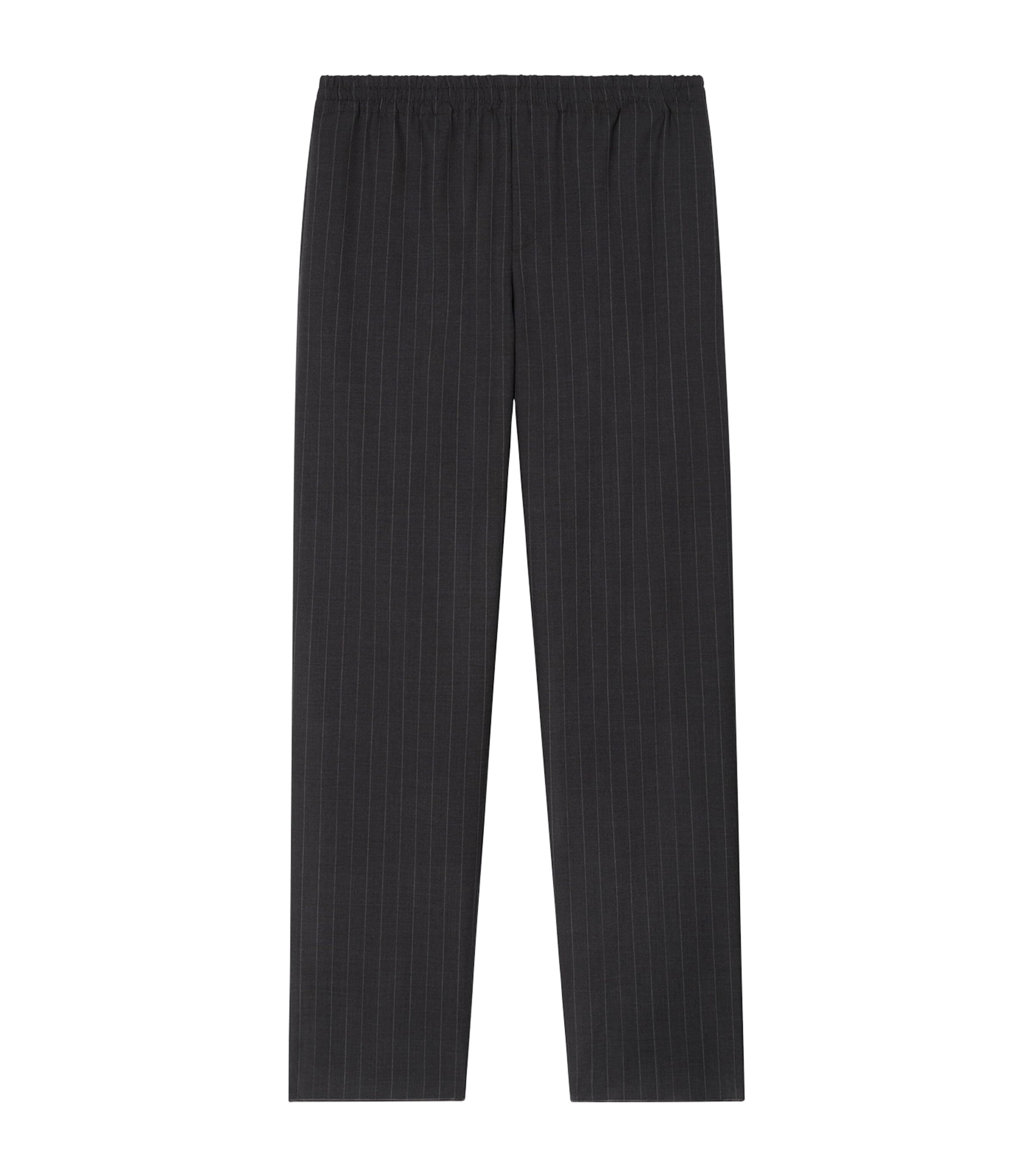 Burberry Mens Wool Pinstripe Sweatpants Iron Grey Stripe
