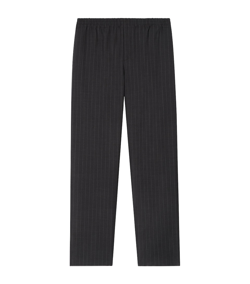 Burberry Mens Wool Pinstripe Sweatpants Iron Grey Stripe