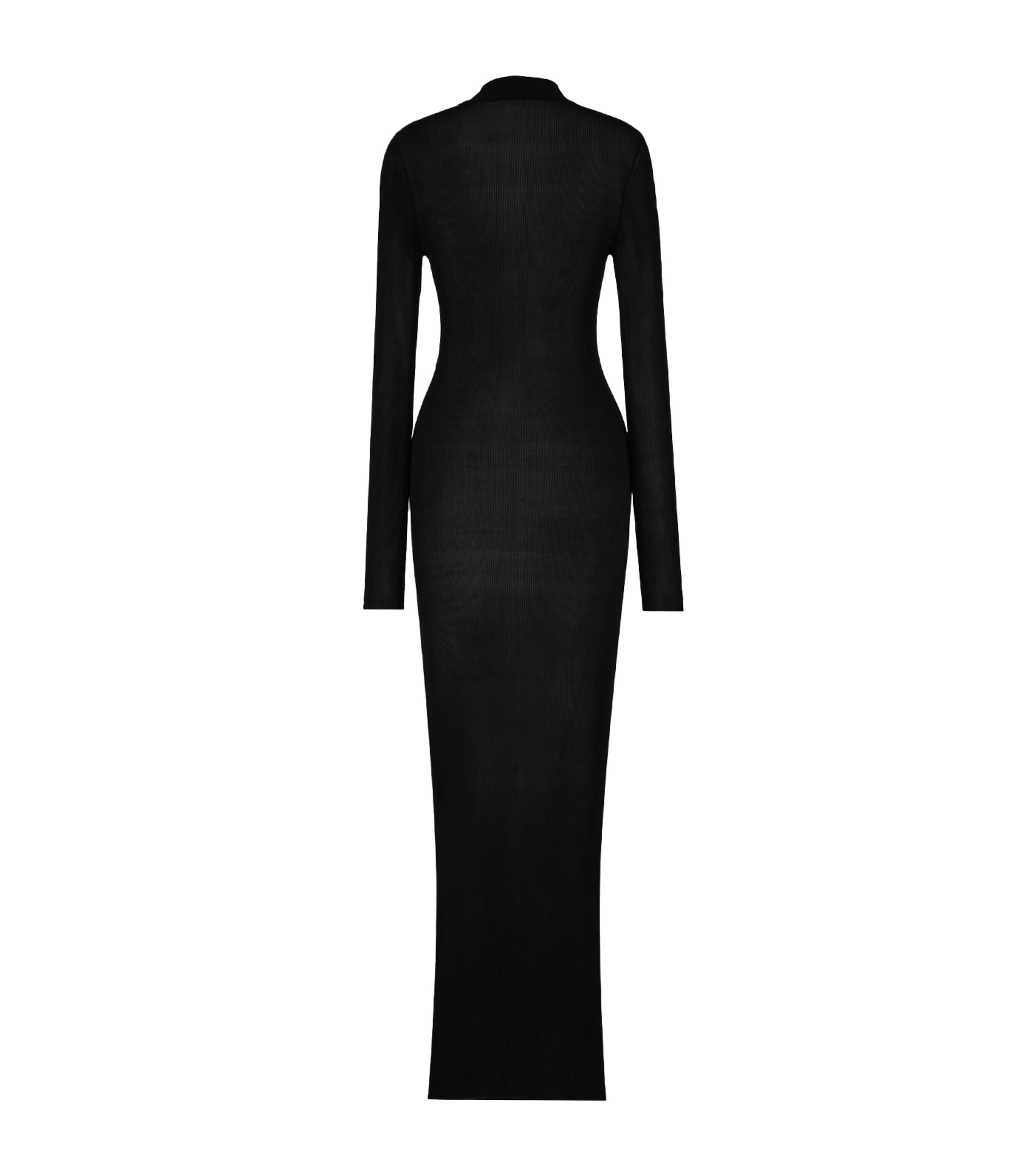 Saint Laurent Womens Silk Long-Sleeve Midi Dress