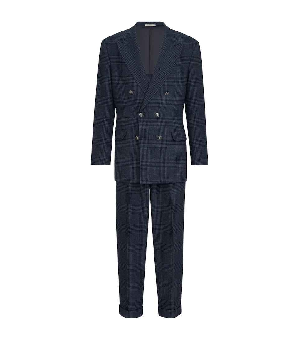 Brunello Cucinelli Mens Wool-Cashmere Prince of Wales Check 2-Piece Suit