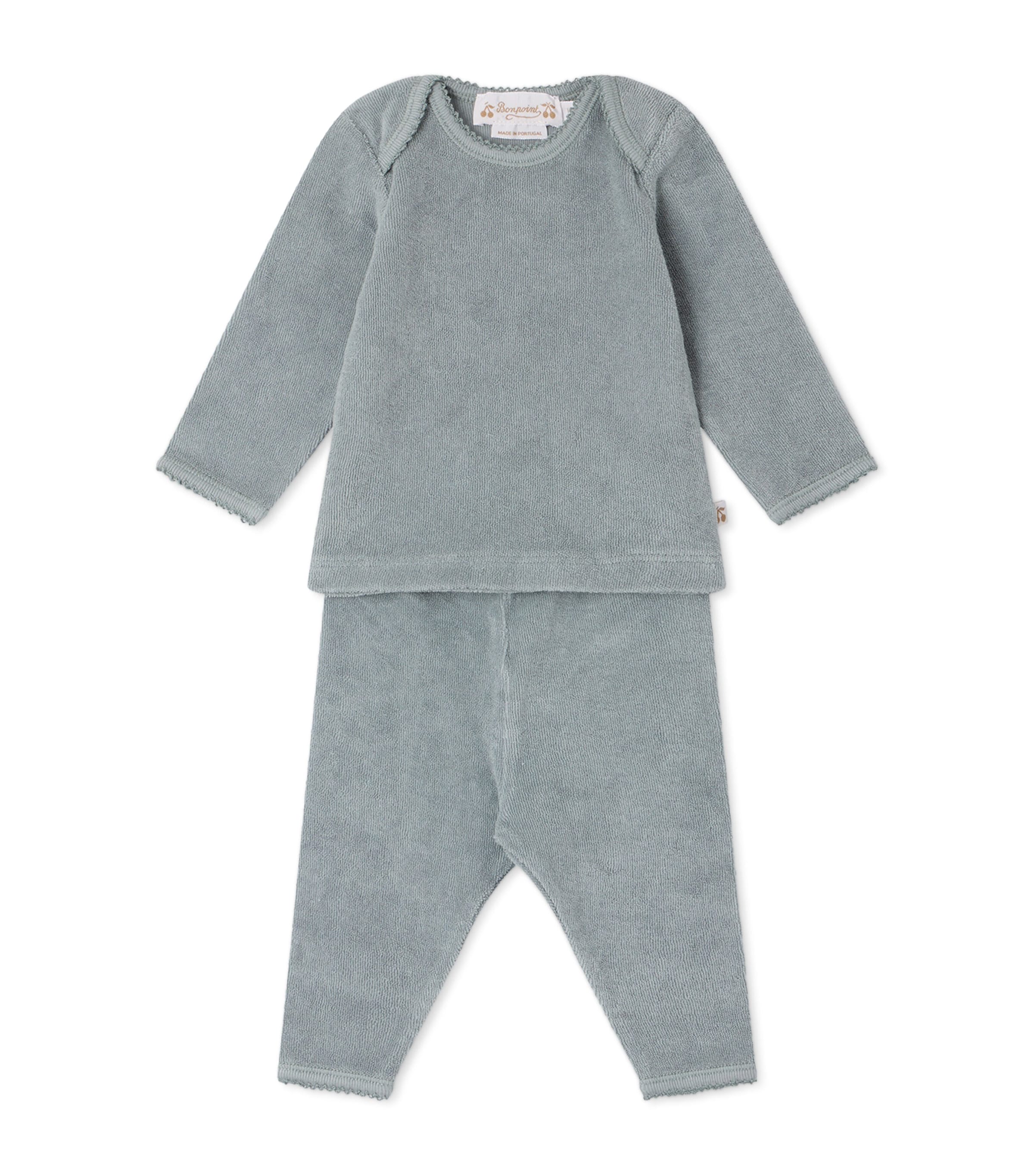 Bonpoint Organic Cotton Top and Trousers Set (1-18 Months) Bleu Du Nord