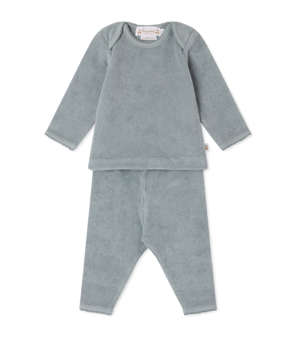 Bonpoint Organic Cotton Top and Trousers Set (1-18 Months) Bleu Du Nord