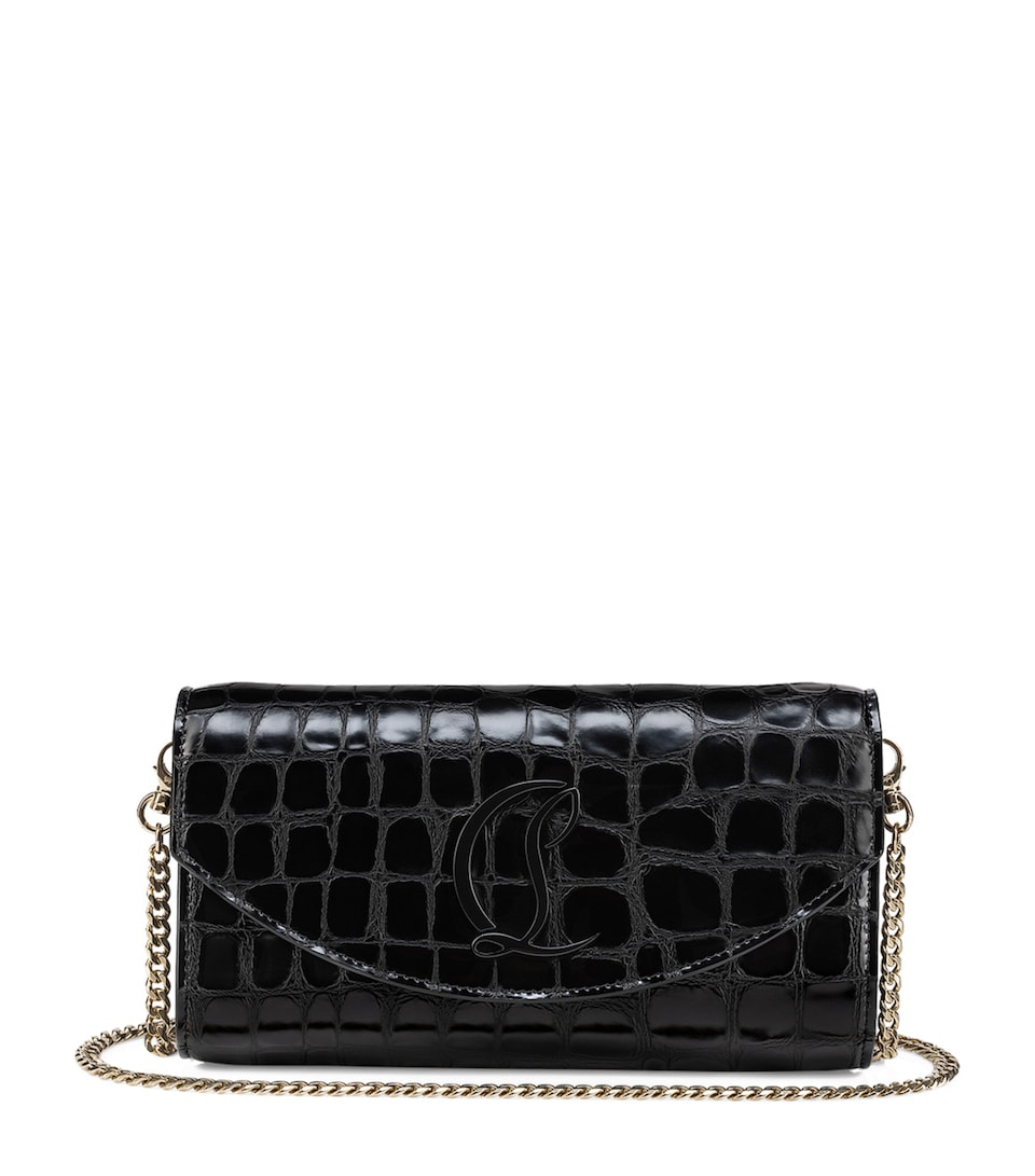 Loubi54 Croc-Embossed Leather Clutch Bag