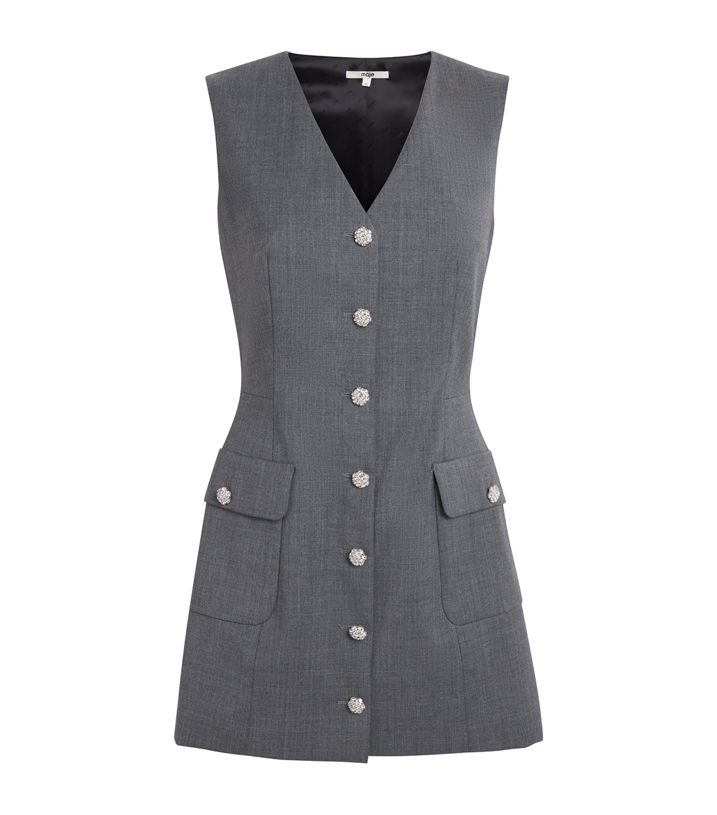 Maje Womens Embellished Tailored Jumpsuit Grey