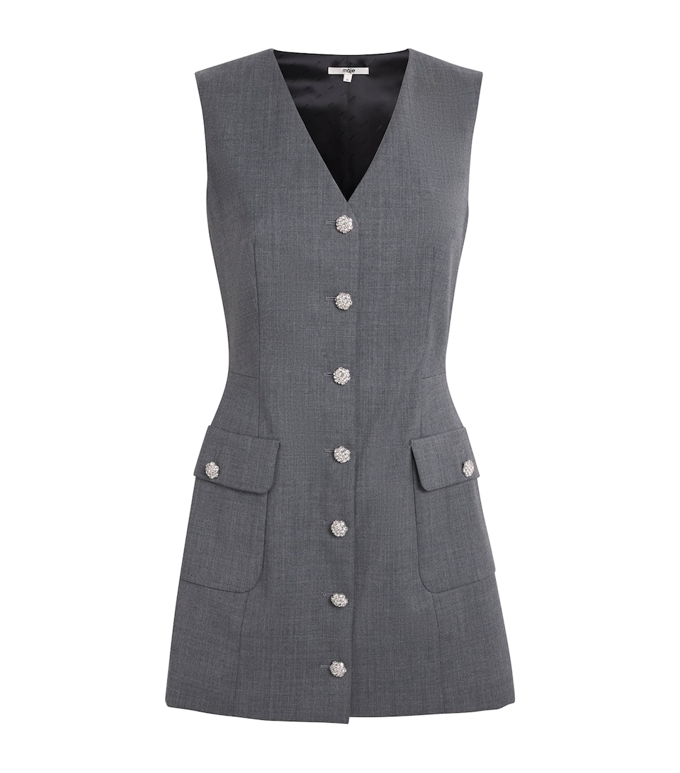 Maje Womens Embellished Tailored Jumpsuit Grey