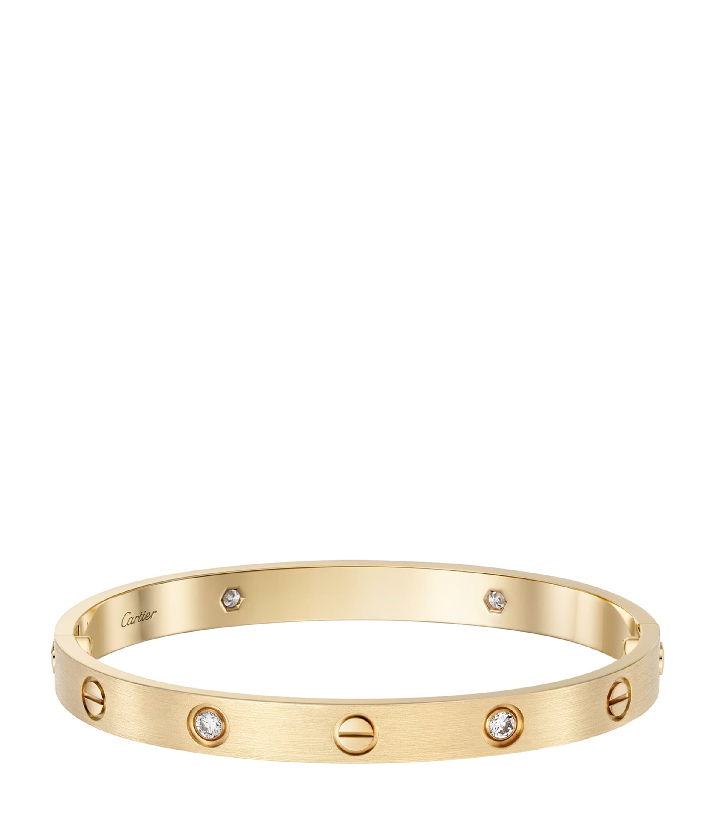 Yellow Gold and Diamond Brushed Love Bangle