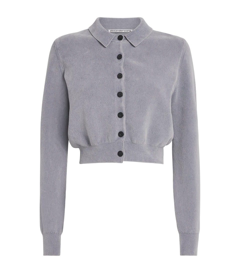 Cotton-Blend Chenille Logo Cardigan