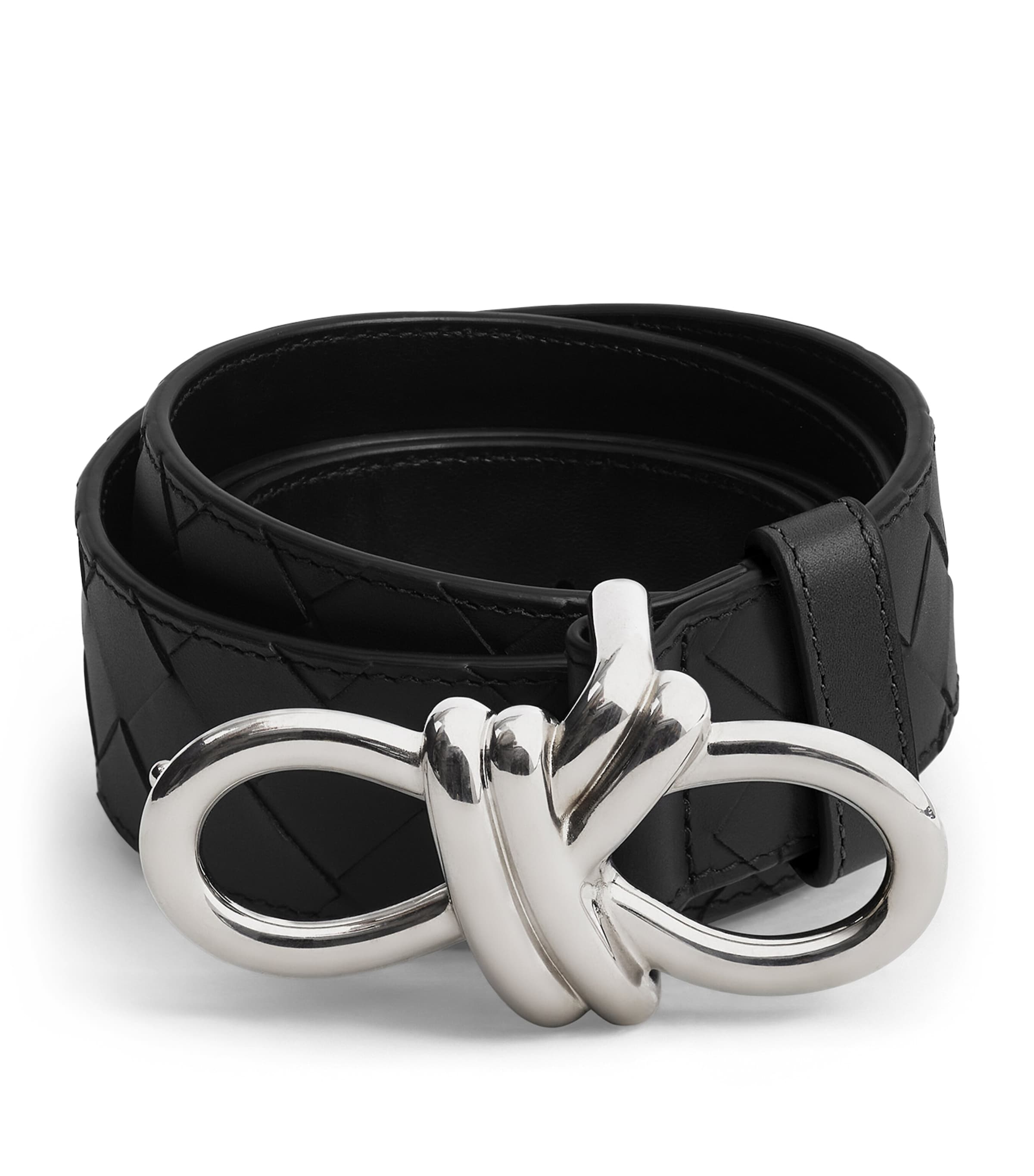 Bottega Veneta Leather Intrecciato Andiamo Belt