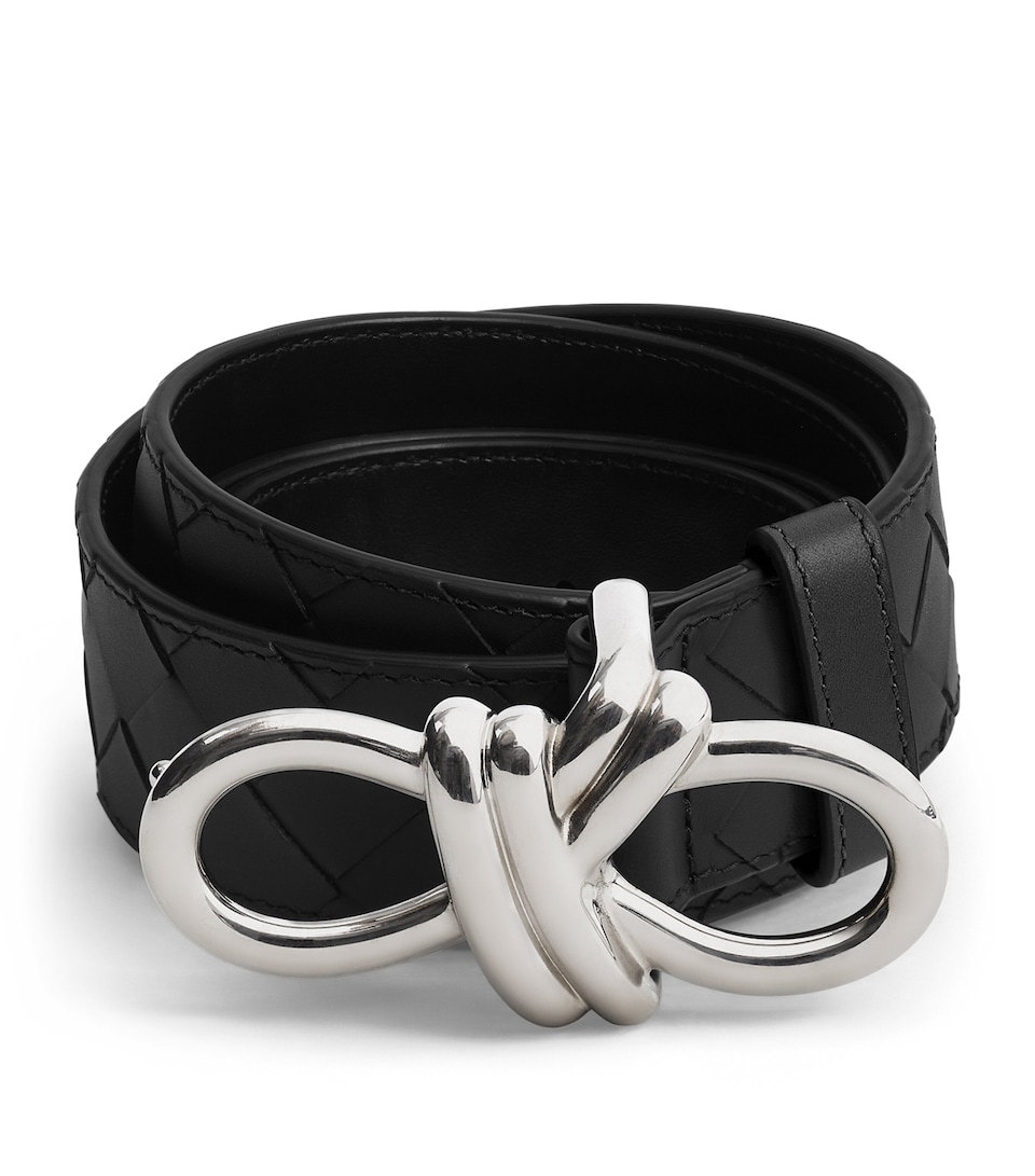 Bottega Veneta Leather Intrecciato Andiamo Belt