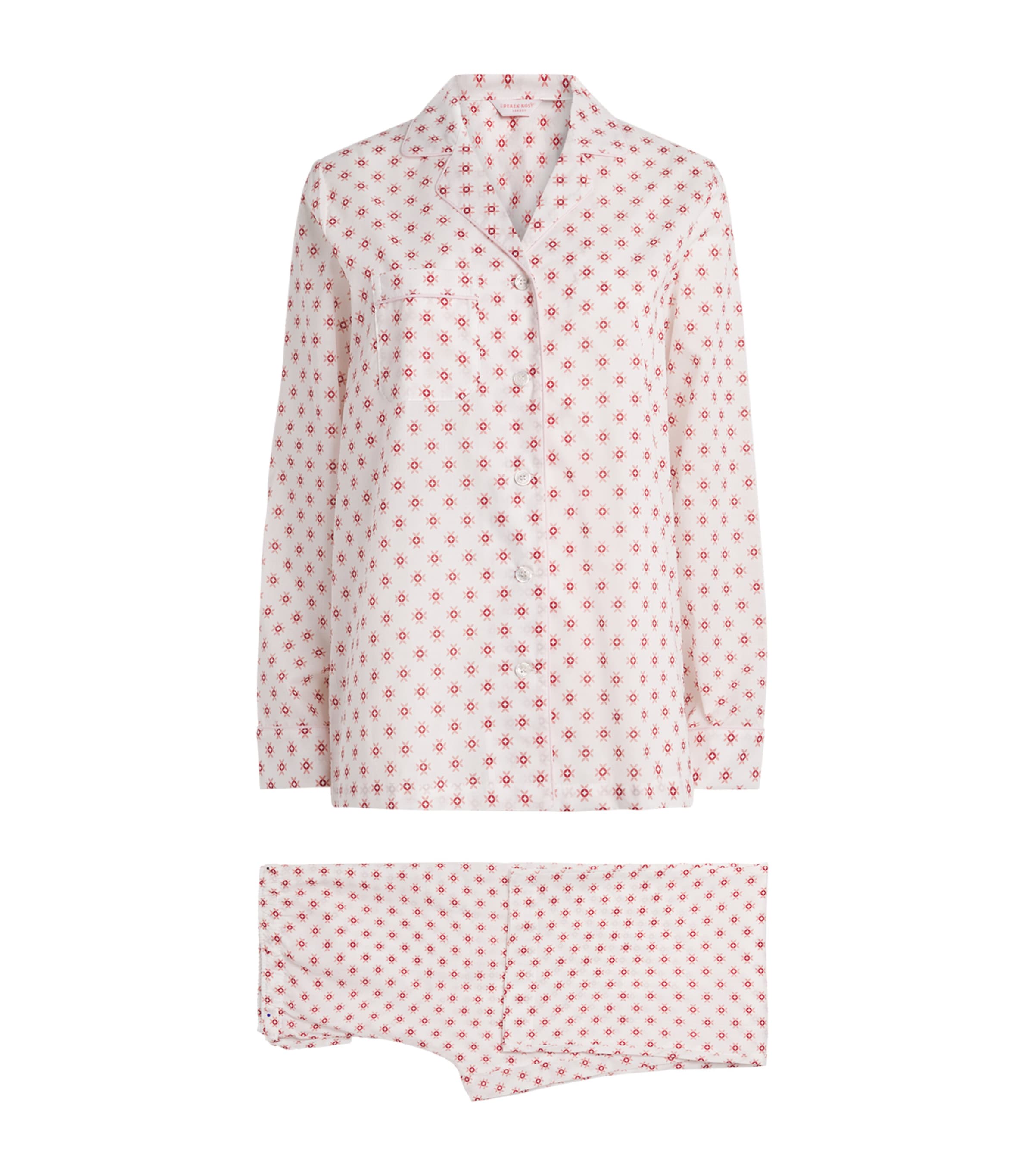 Derek Rose Womens Geometric Nelson Pyjama Set White