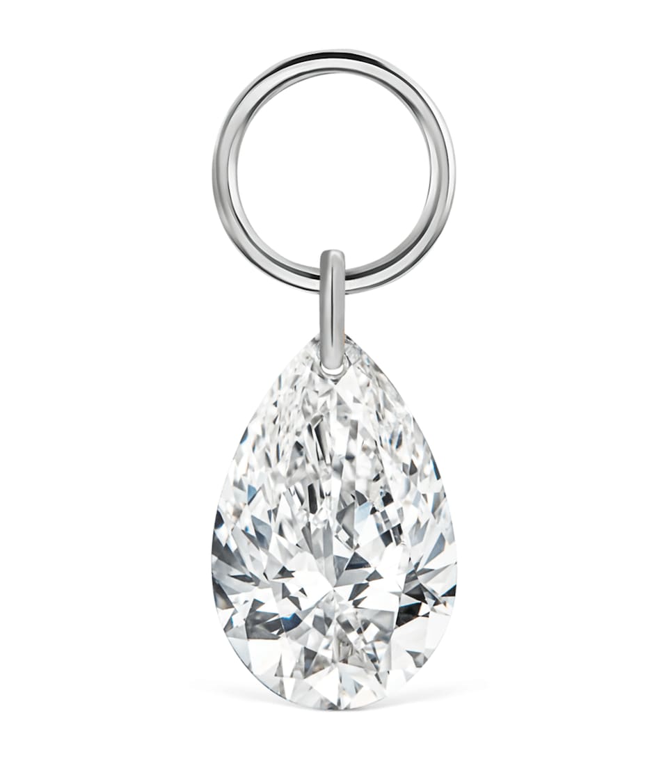 White Gold Pear Floating Diamond Charm (6mm)