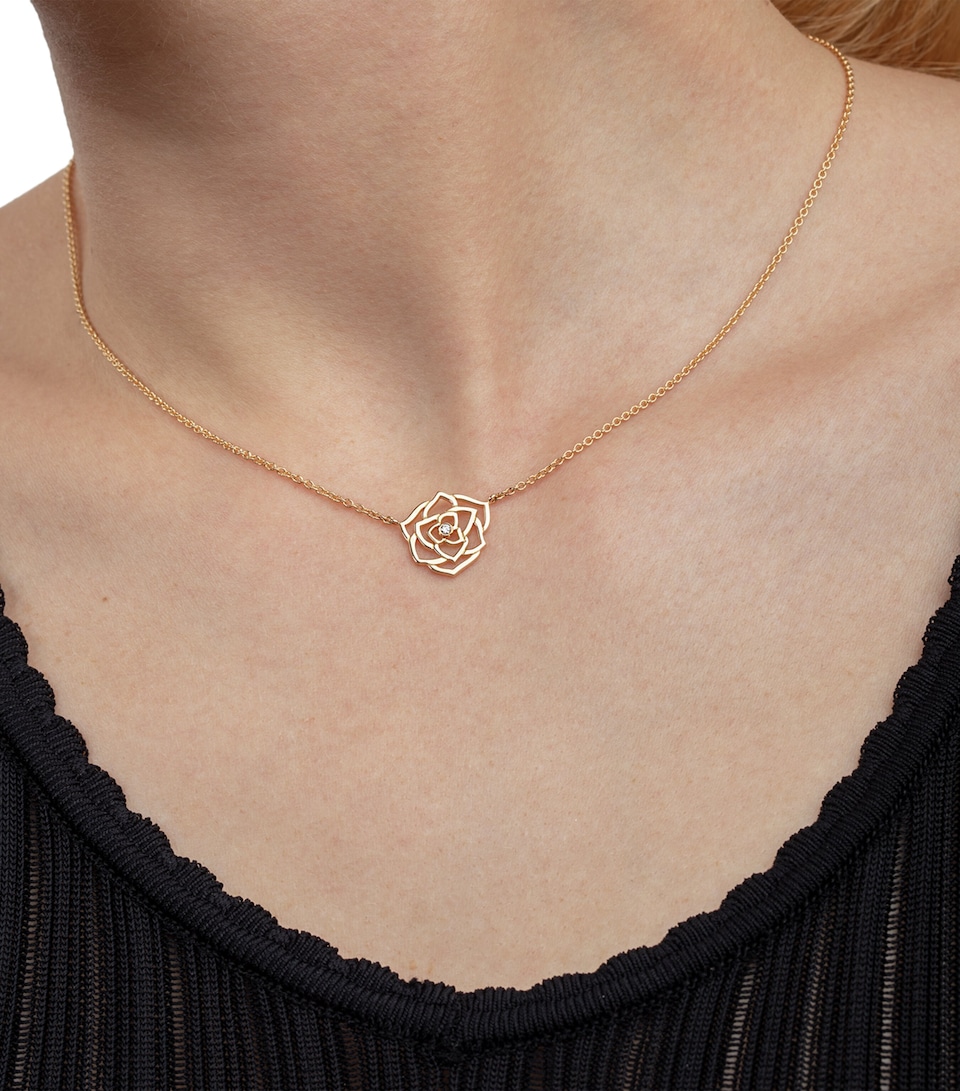 Rose Gold and Diamond Rose Pendant Necklace