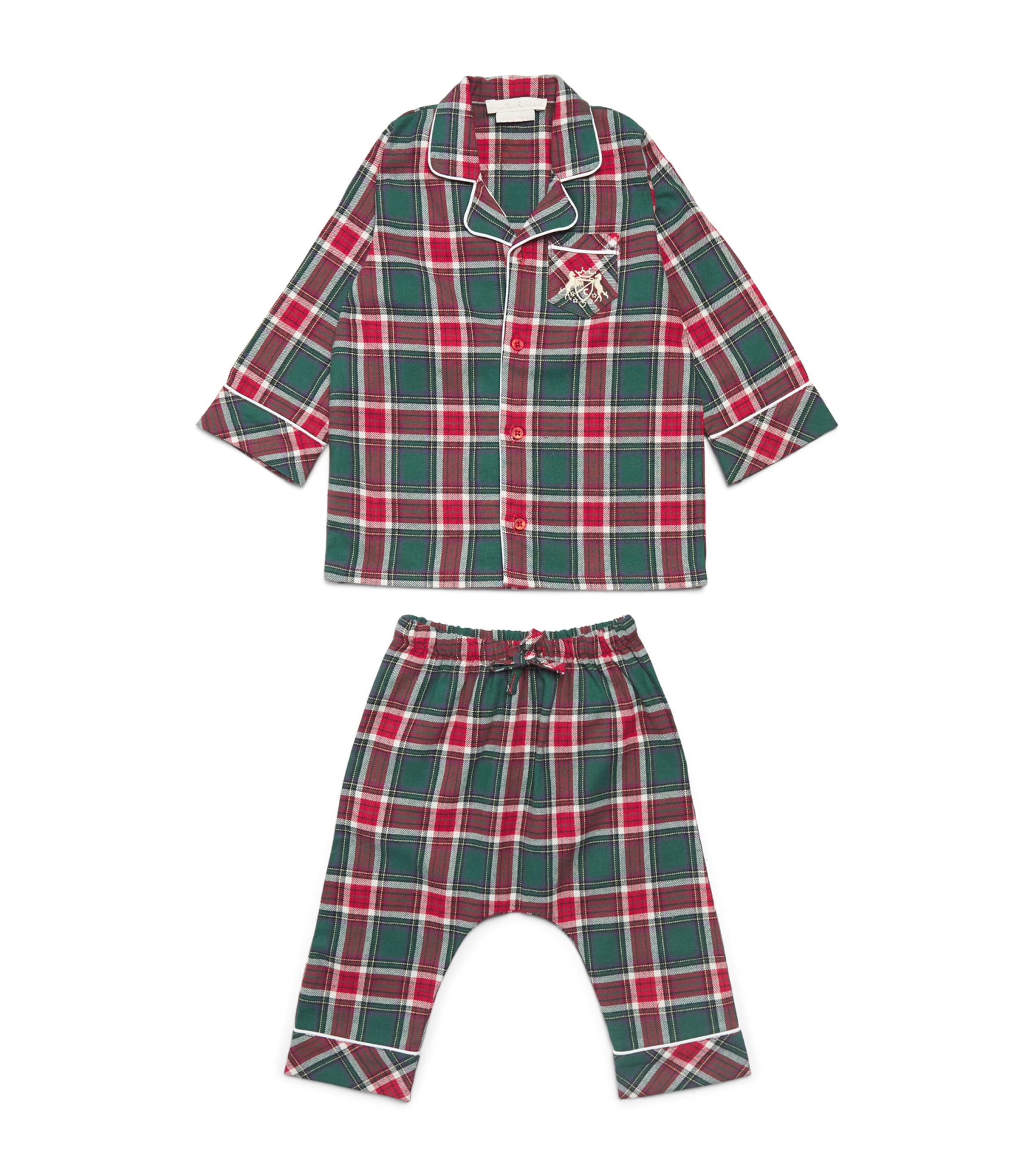 Marie-Chantal Cotton Check Charles Pyjama Set (3-18 Months) Holly Green