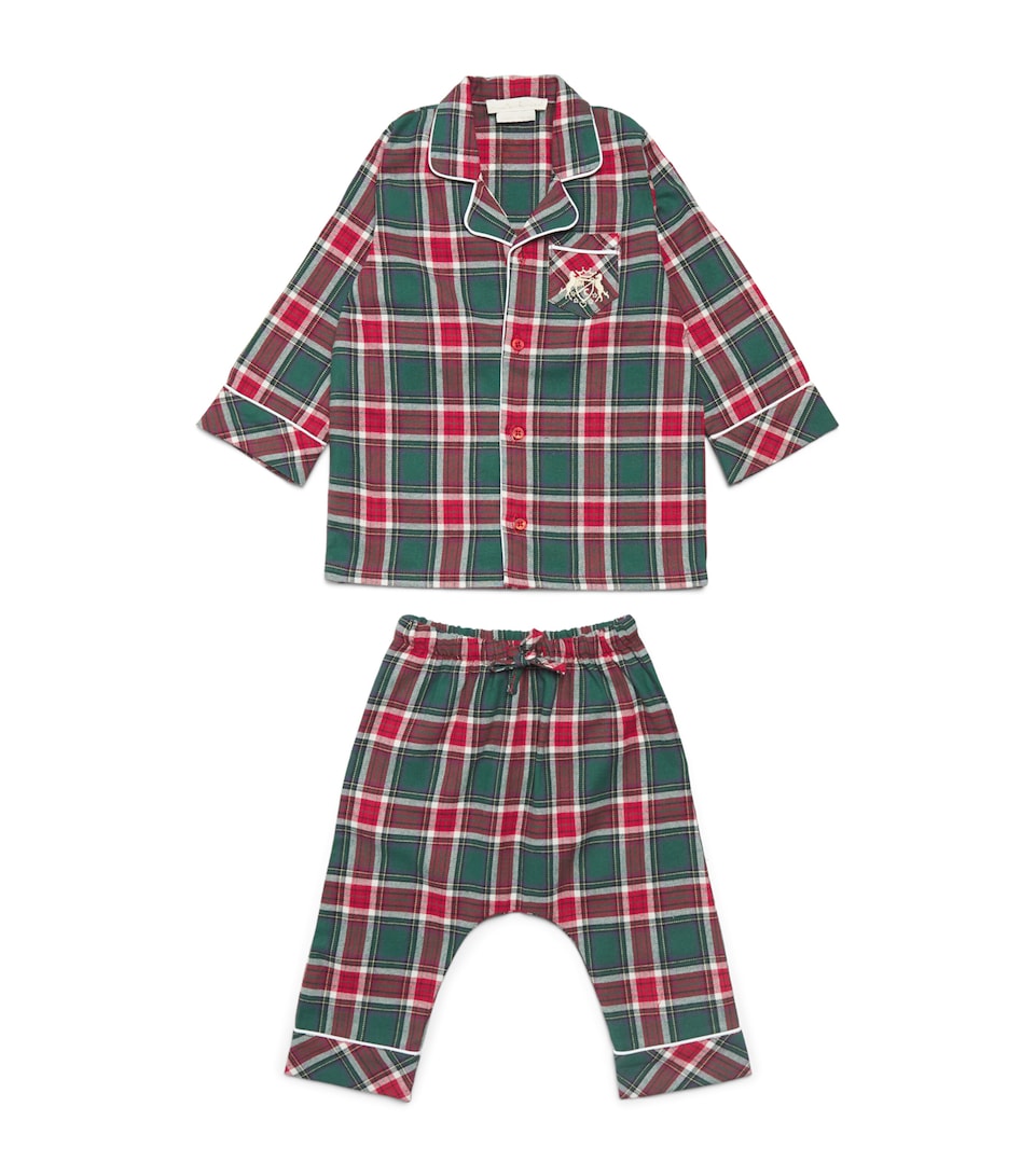 Marie-Chantal Cotton Check Charles Pyjama Set (3-18 Months) Holly Green