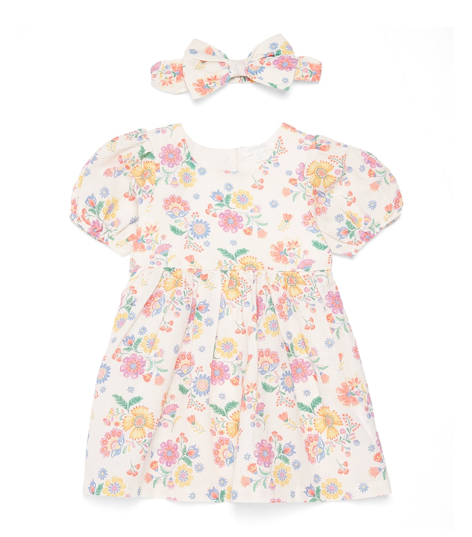 Organic Cotton-Linen Dress and Headband Set (12-36 Months)