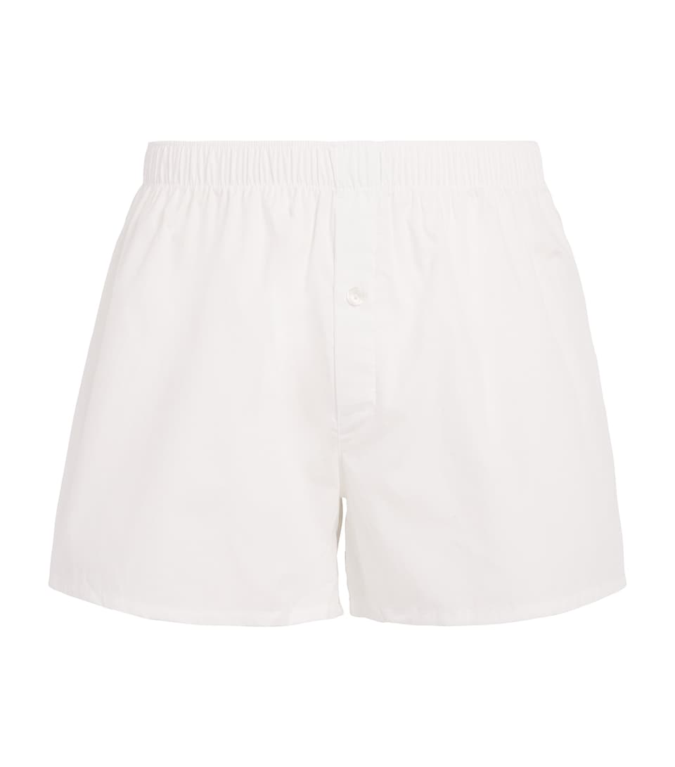 Hanro Mens Woven Plain Boxer Shorts White