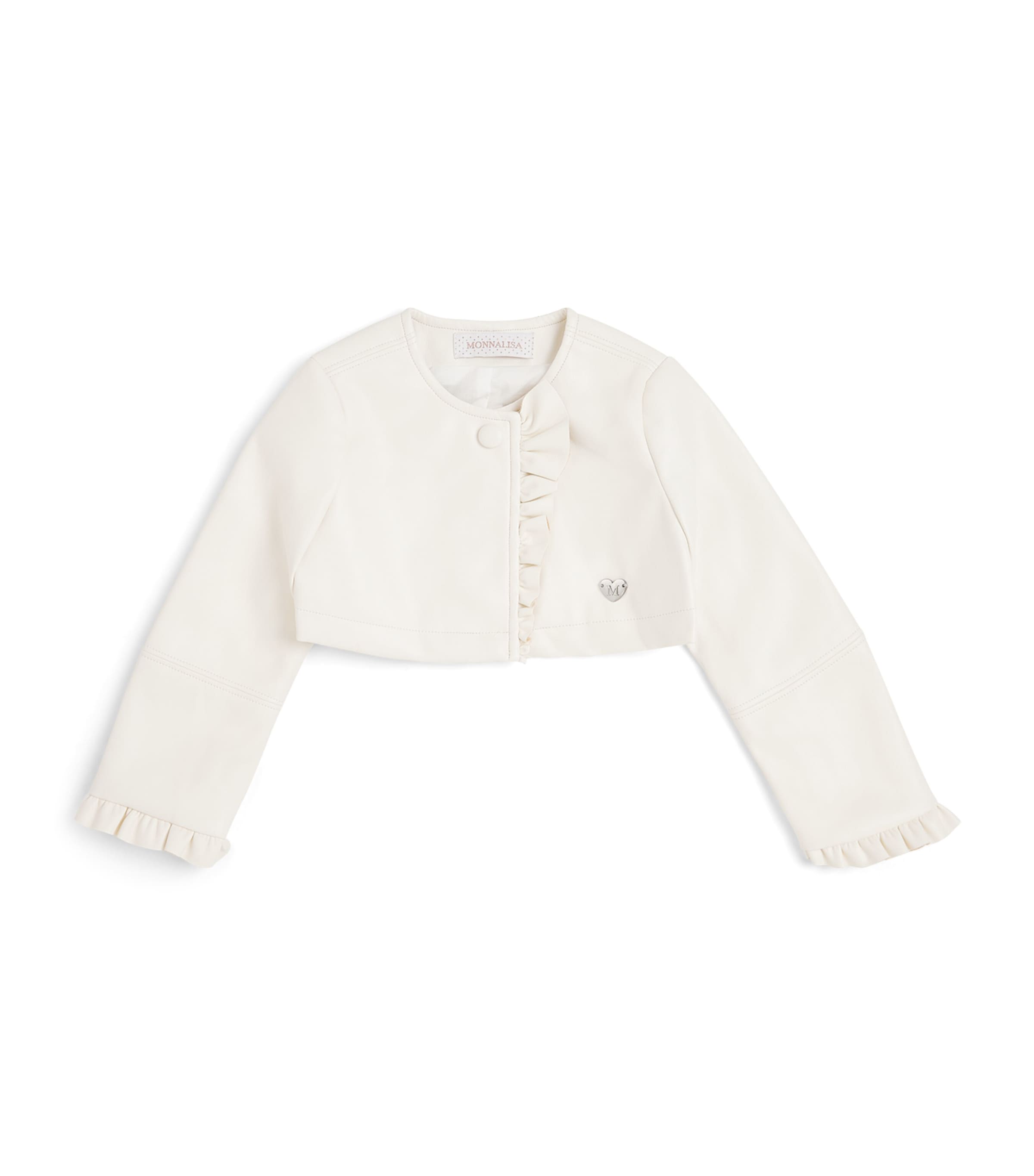 Monnalisa Ruffle-Trim Cropped Jacket (6 Months-3 Years) Cream