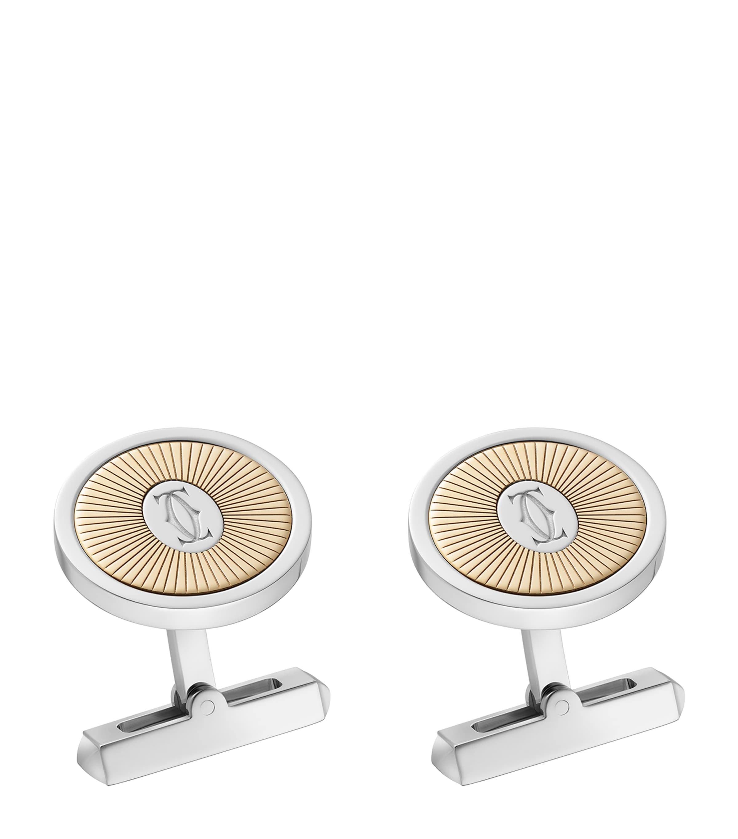 Sterling Silver and Yellow Gold Double C de Cartier Cufflinks