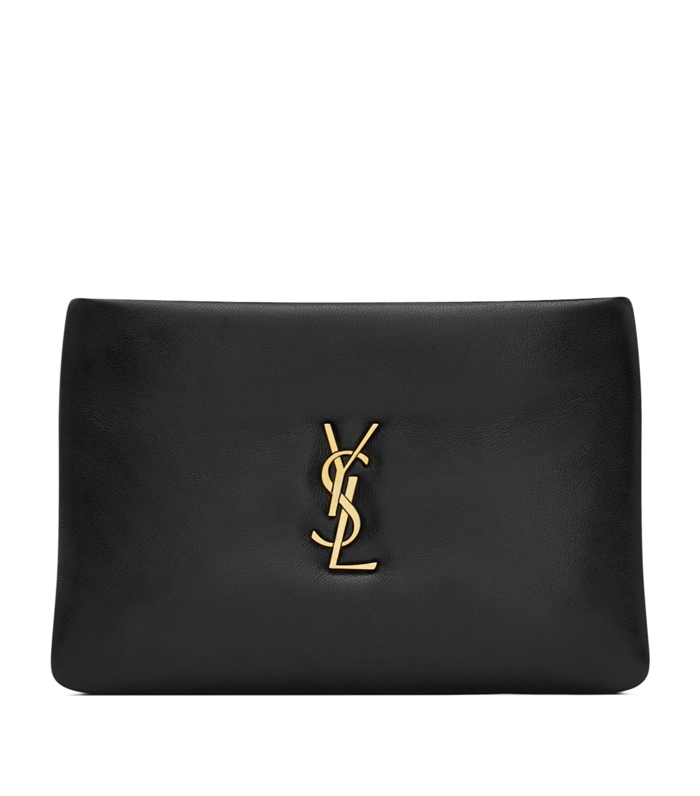 【SAINT LAURENT】UPTOWN POUCH WITH CHAIN●6077881GF0J2721 Saint Laurent Uptown YSL Pouch in Grained Leather | Neiman