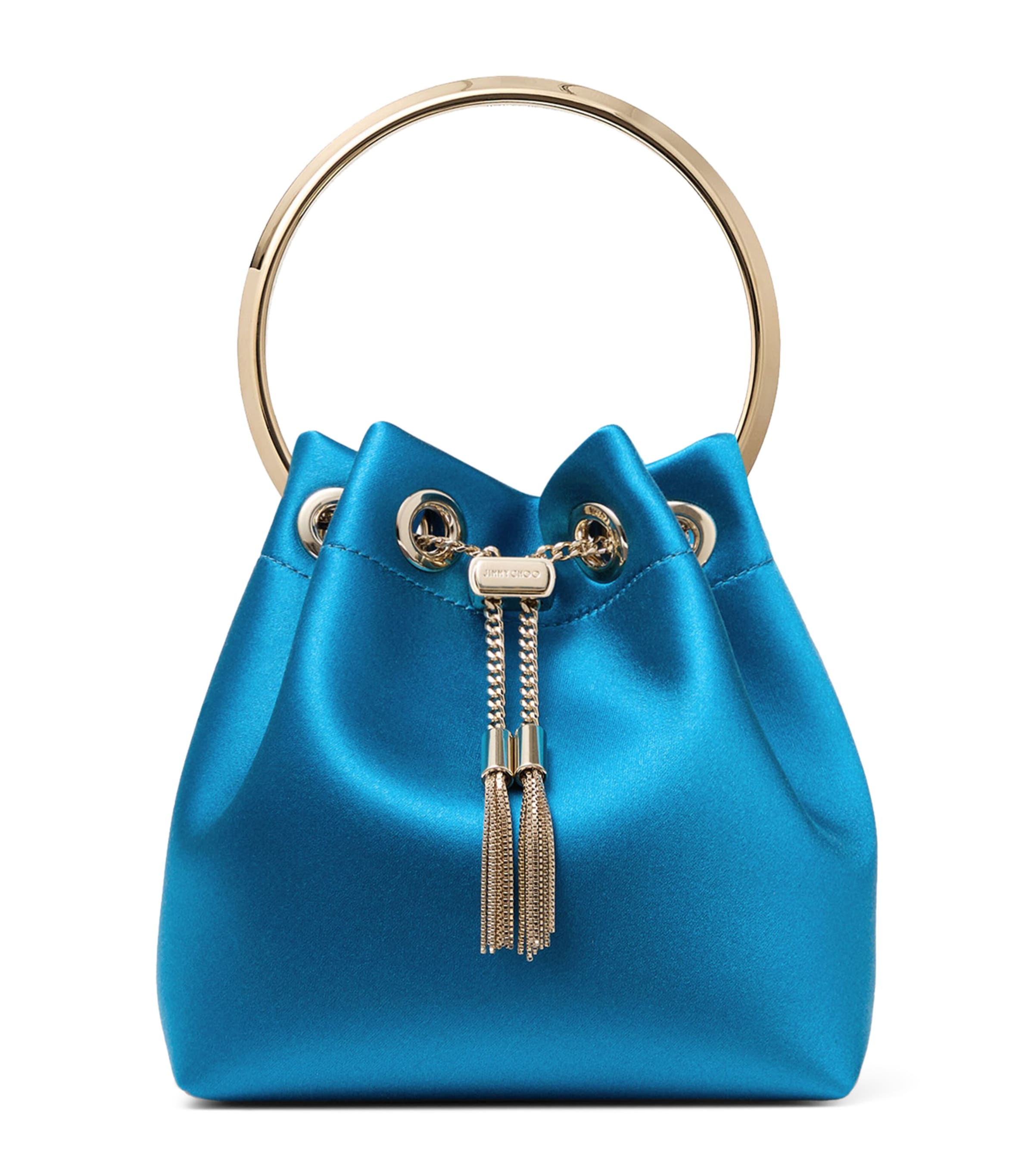 Jimmy Choo Satin Bon Bon Top-Handle Bag Lagoon/light Gold