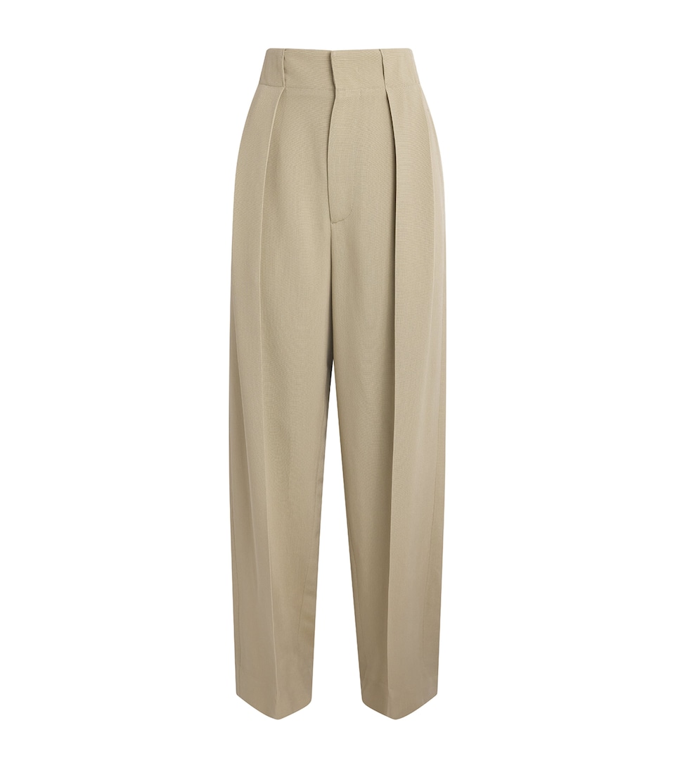 Victoria Beckham Womens Pleated Tailored Trousers Camel Melange