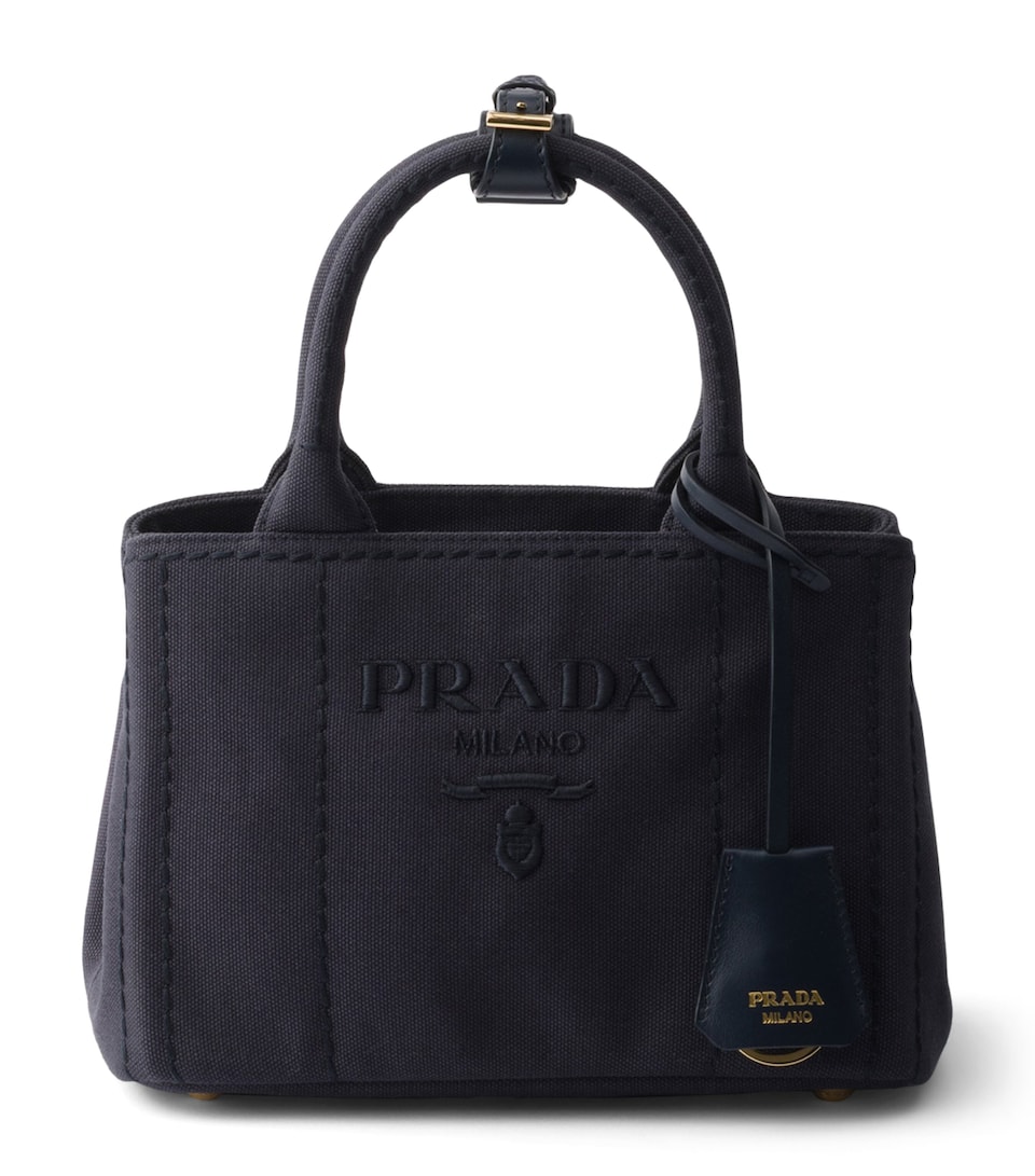 Prada Mini Cotton Jardinière Tote Bag Blue
