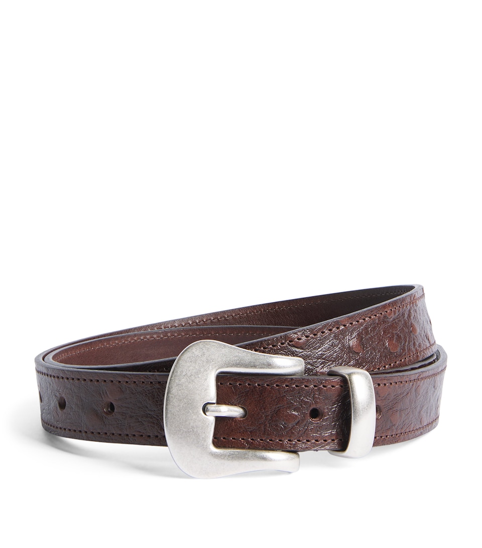 Molebo Leather Embossed Western Belt Brown Leather