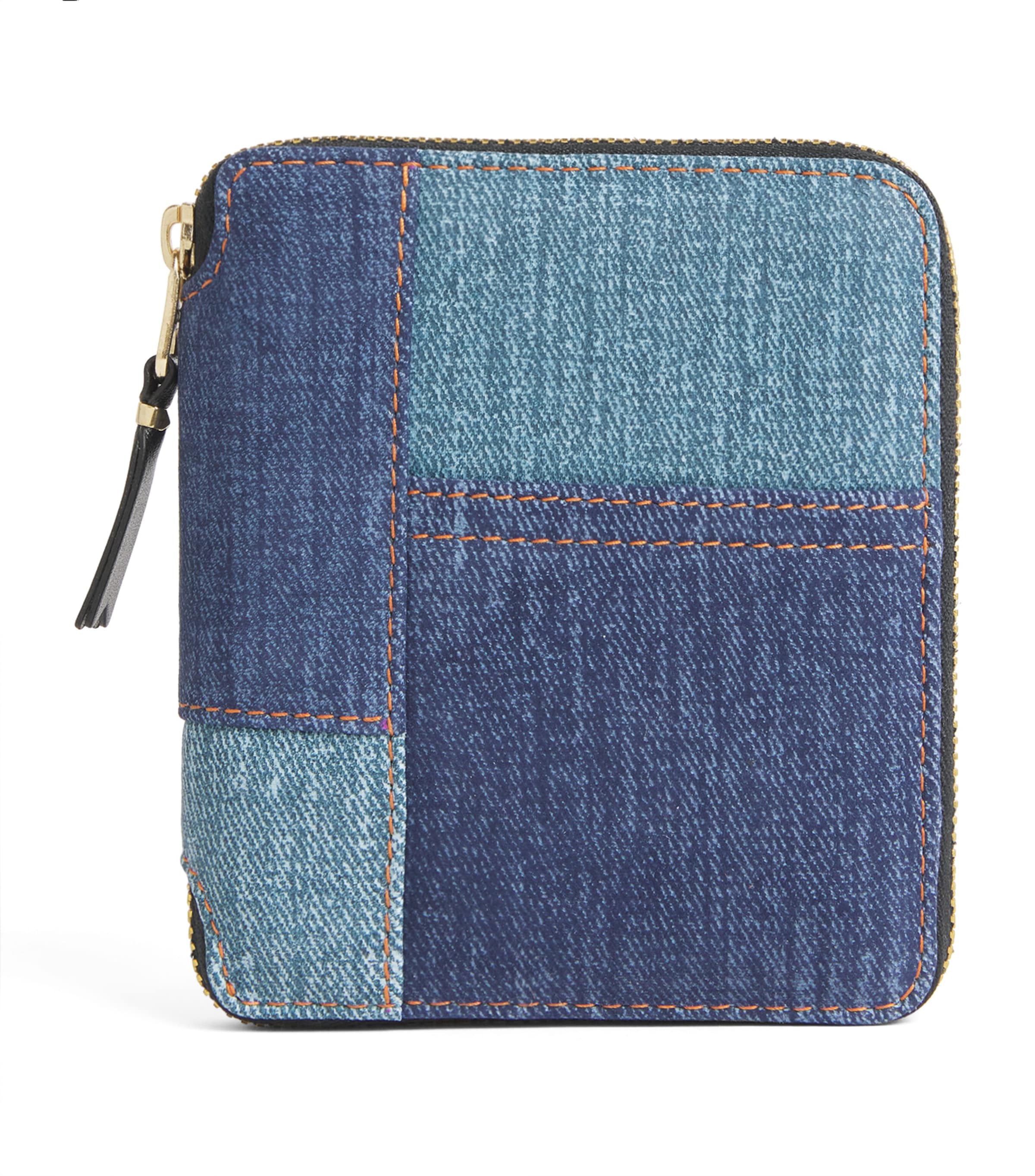 Comme Des Garçons Play Lambskin Denim-Patch Bifold Wallet Blue