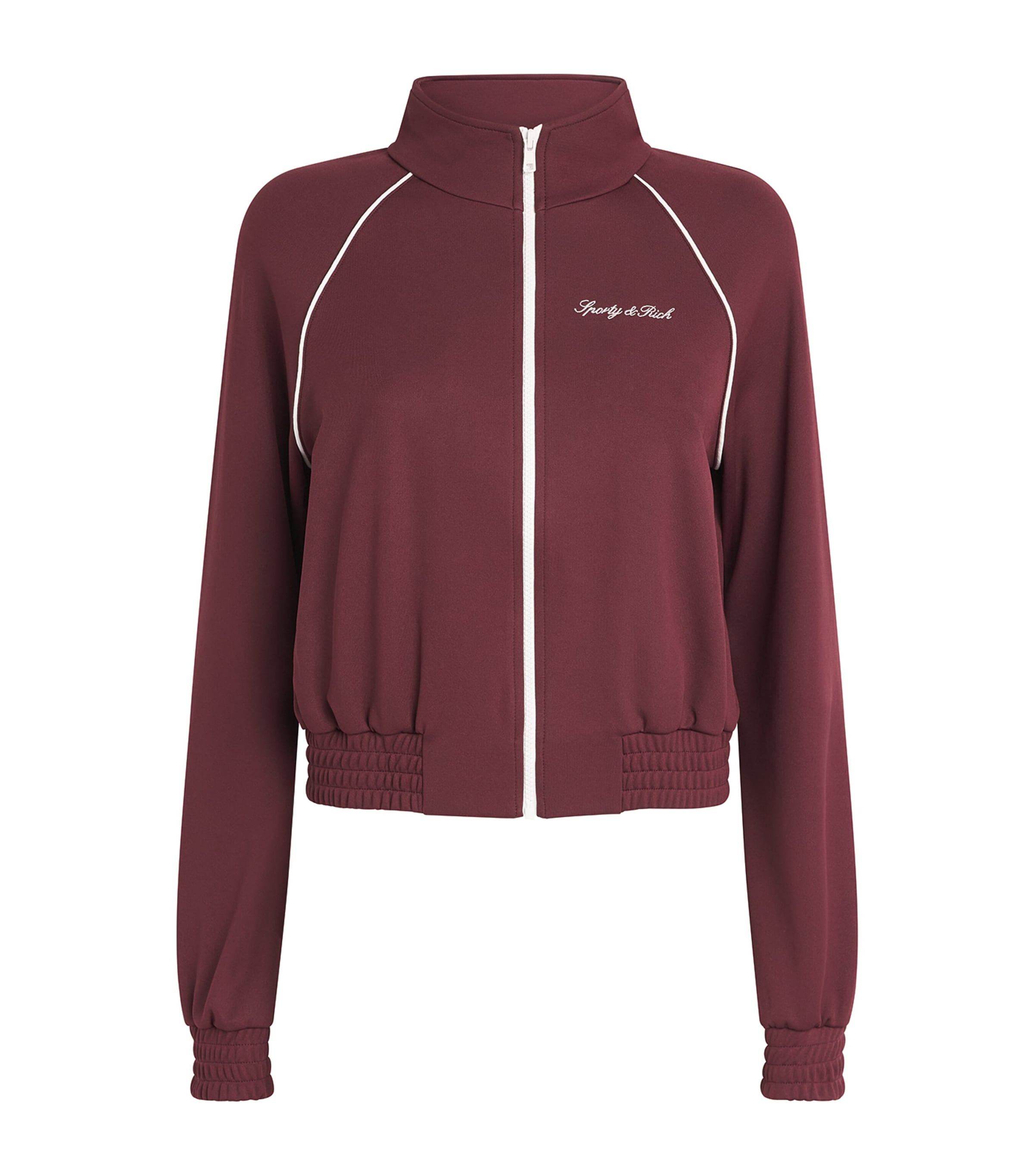 Sporty & Rich Womens Signature Track Jacket Bordeaux/white