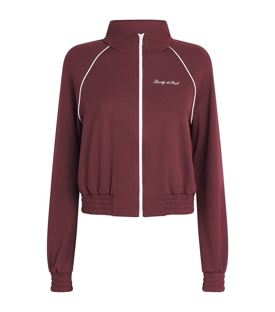 Sporty & Rich Womens Signature Track Jacket Bordeaux/white