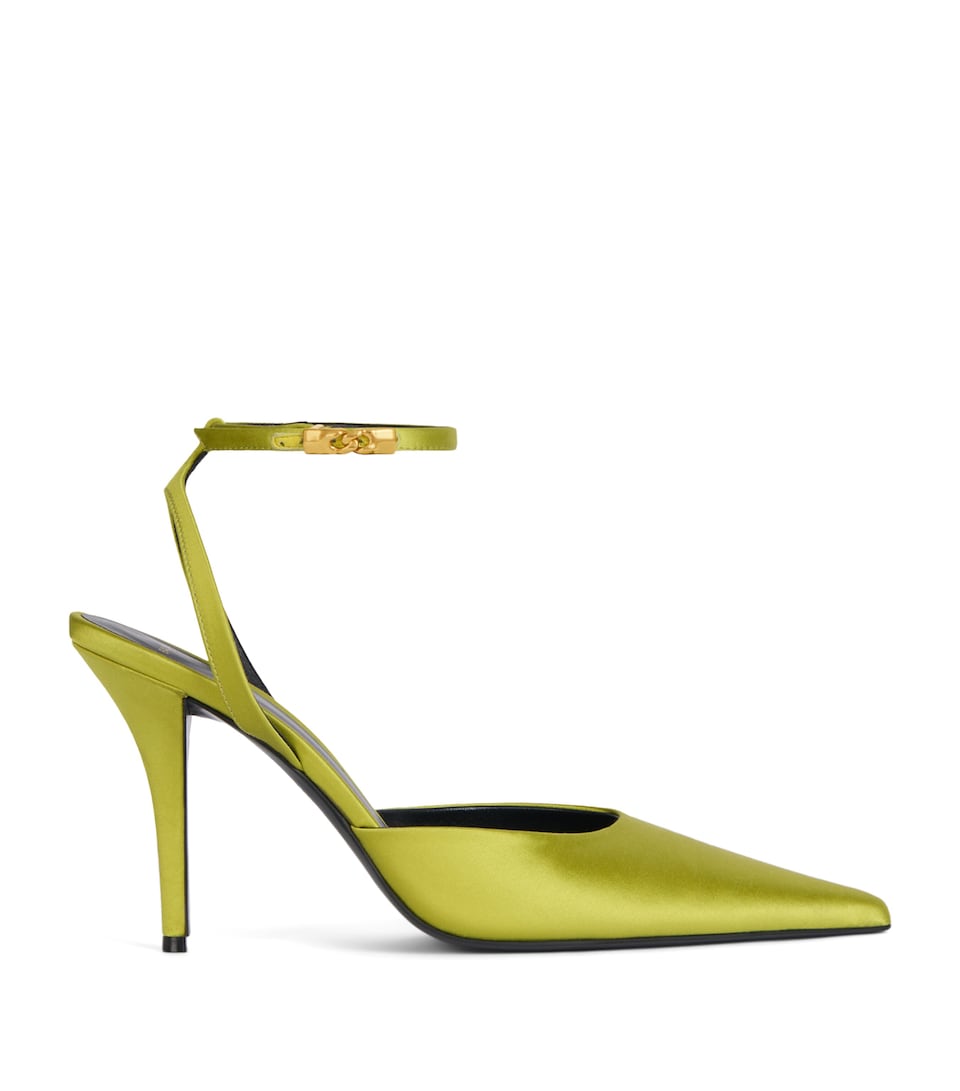 Balmain Silk Strappy Pumps 95 Chartreuse