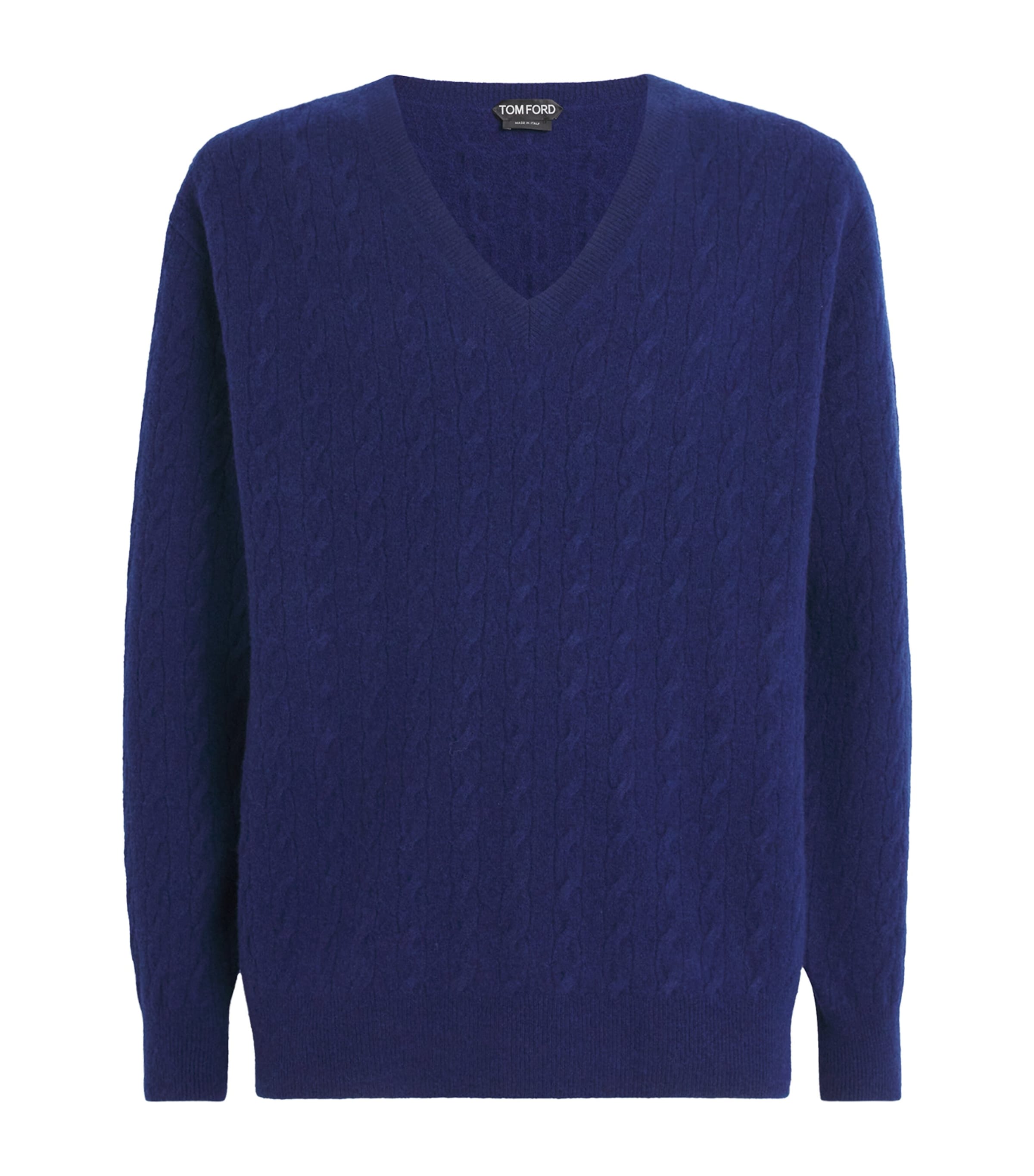 Wool Cable-Knit V-Neck Sweater