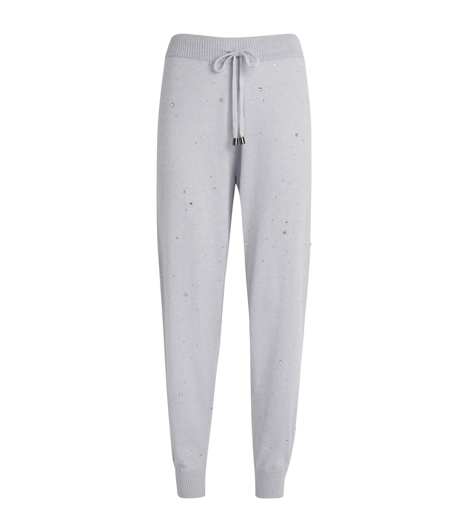 William Sharp Womens Cashmere Crystal-Embellished Sweatpants Blue Mist Blue Shade