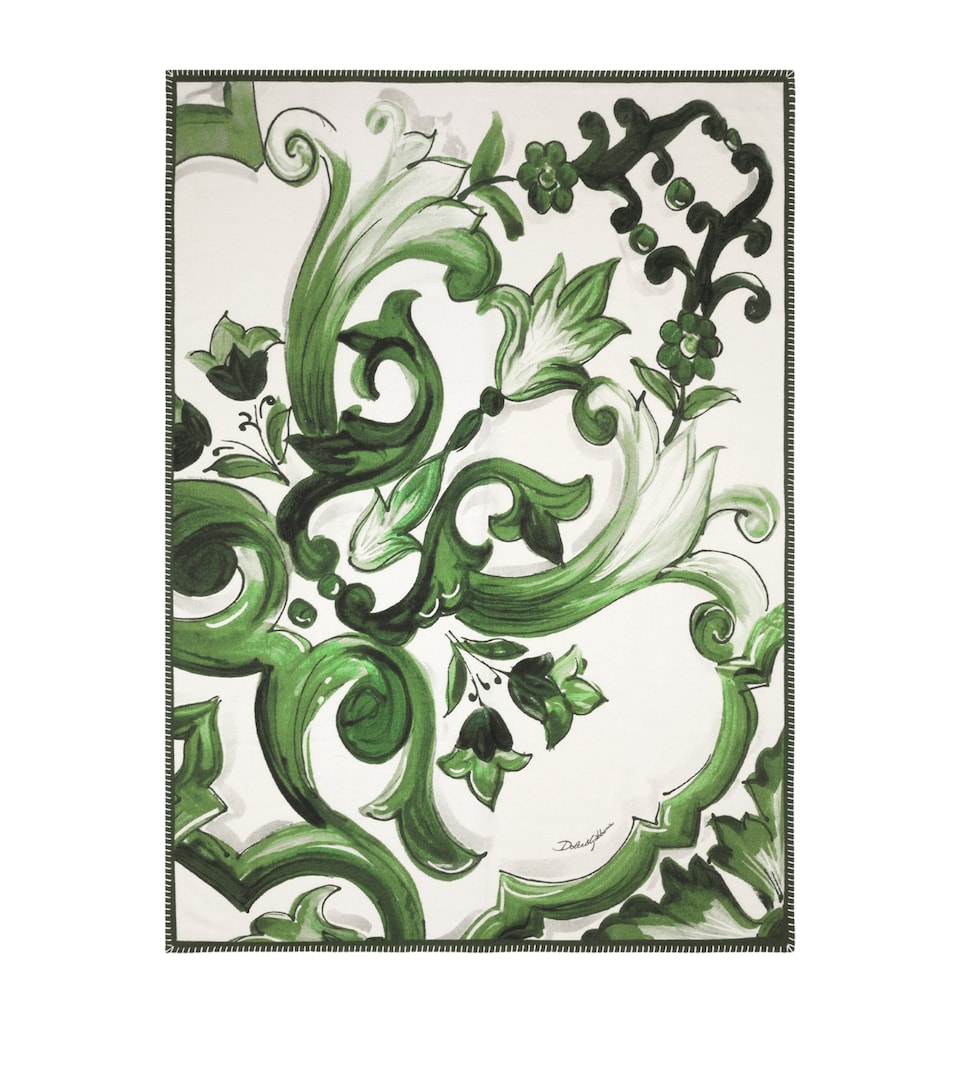 Wool-Silk Majolica Print Throw (140cm x 180cm)