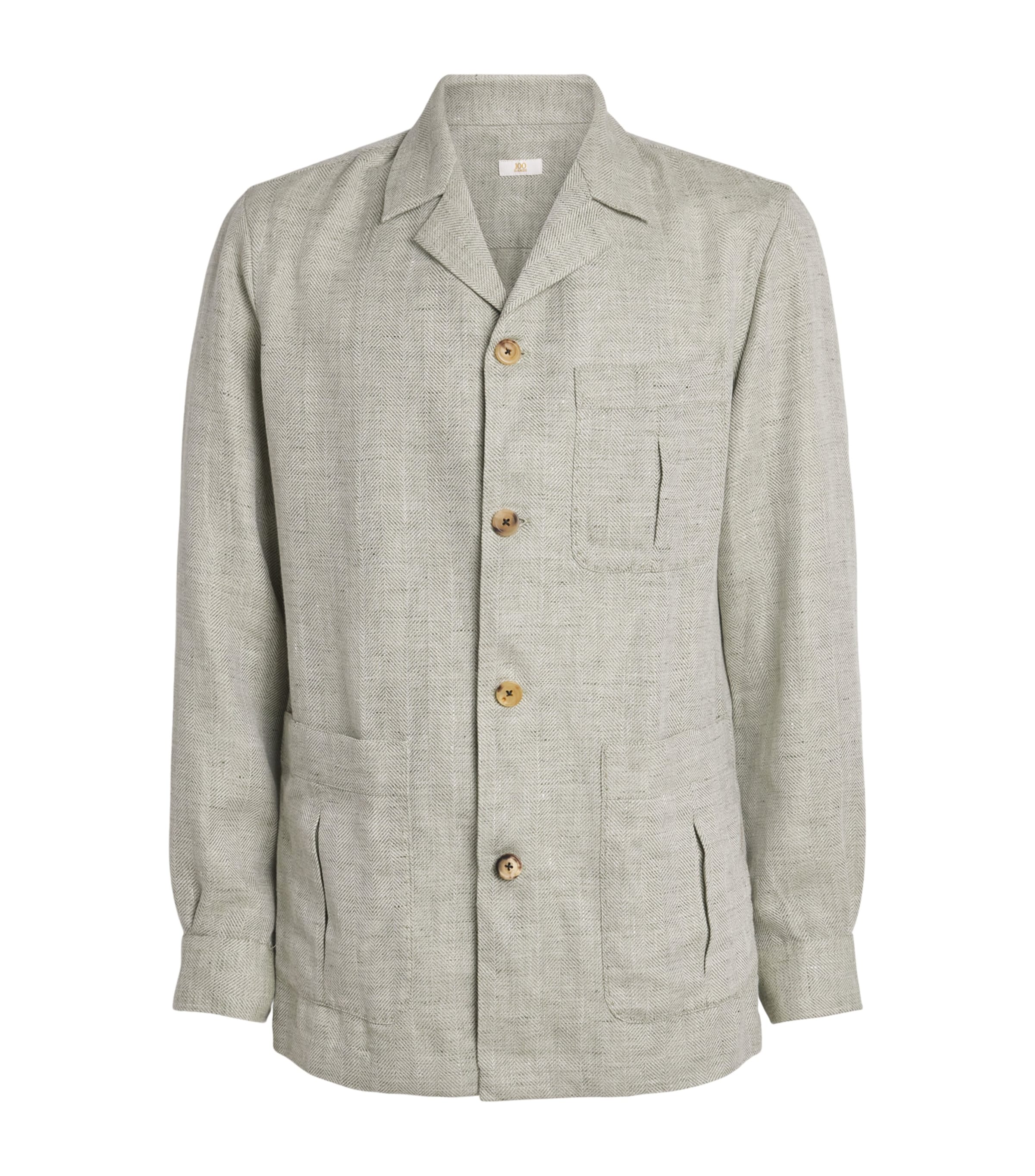 Linen-Wool Herringbone Overshirt