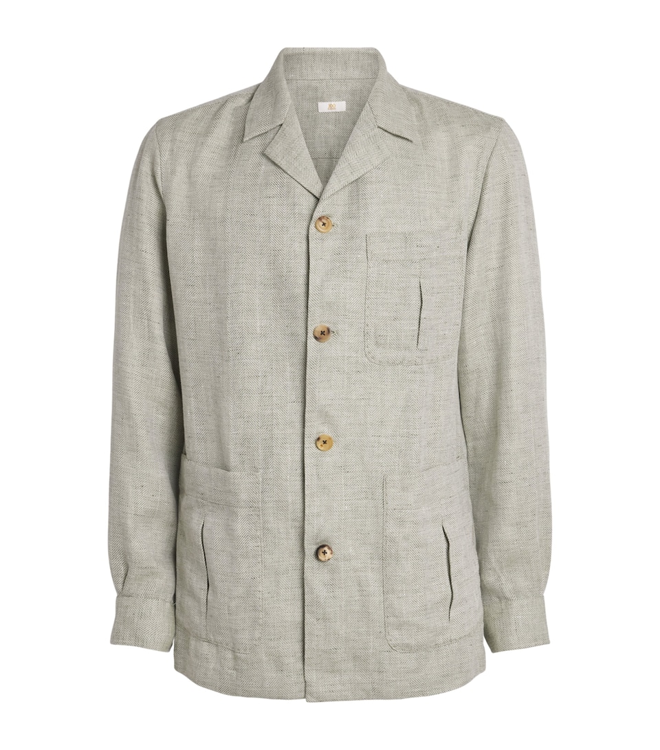 Linen-Wool Herringbone Overshirt