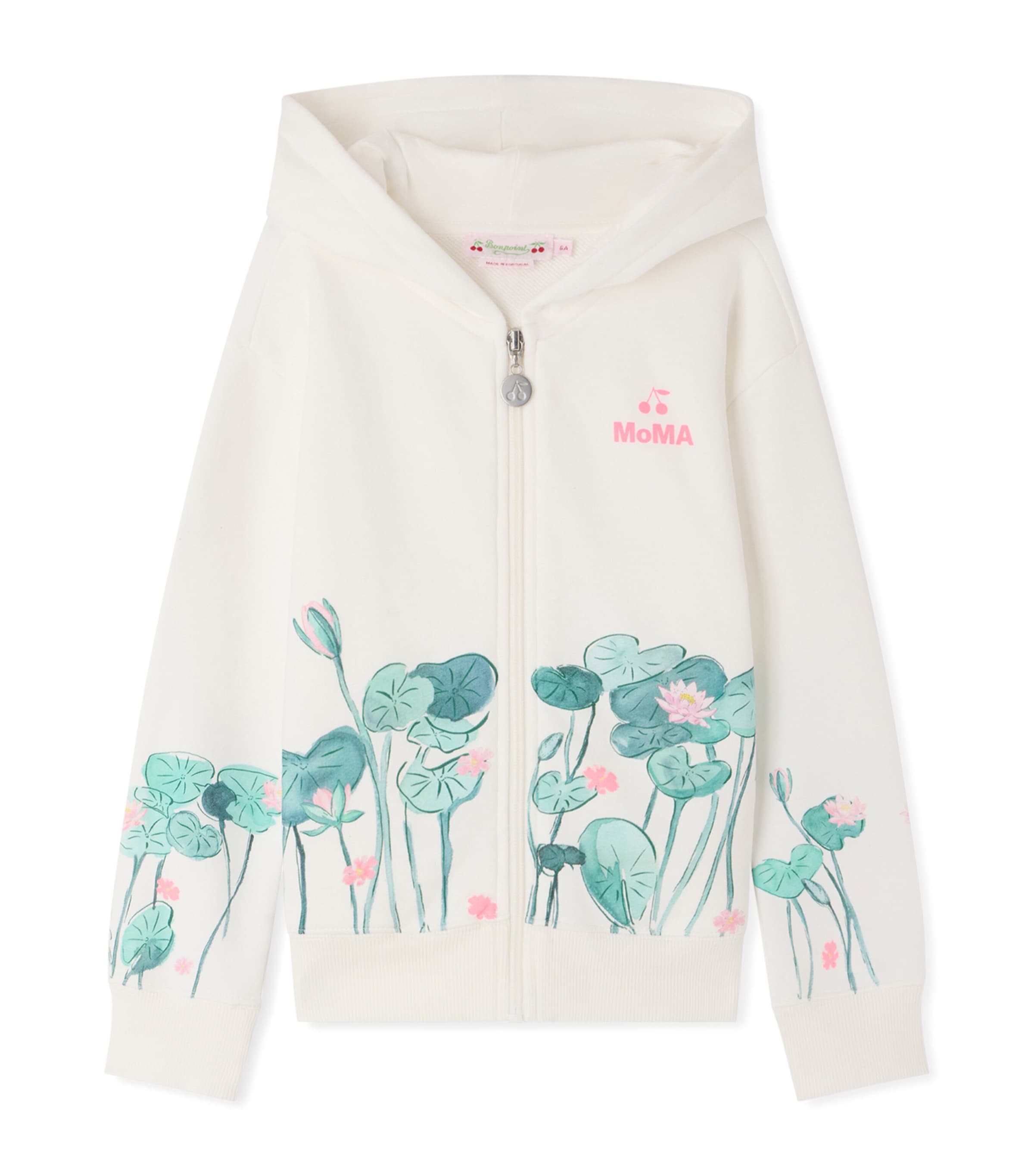 Bonpoint x MoMa Cotton Zip-Up Hoodie T-Shirt (14 Years) Upb Blanc Lait