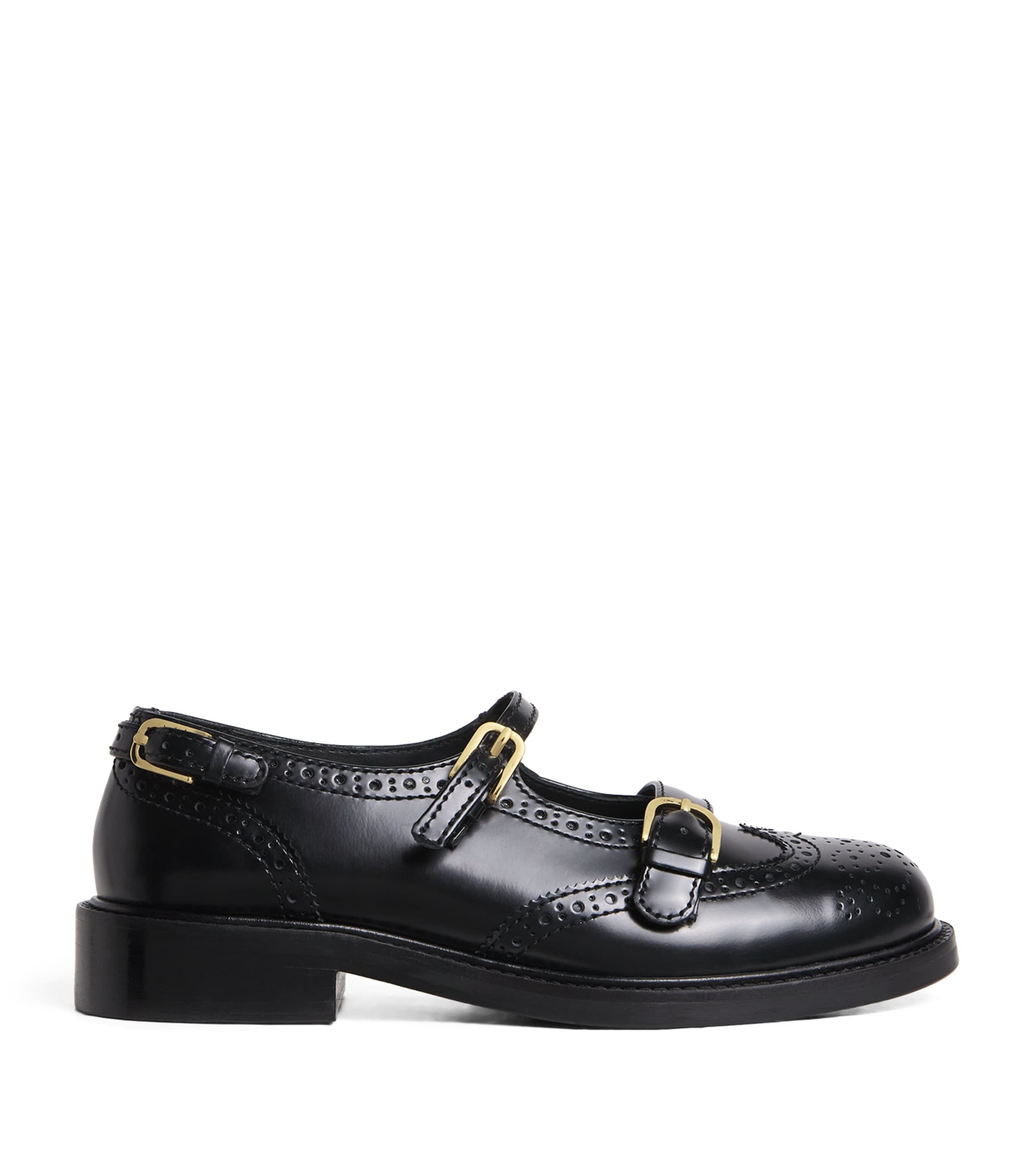 Sandro Paris Leather Mary Jane Derby Shoes Black