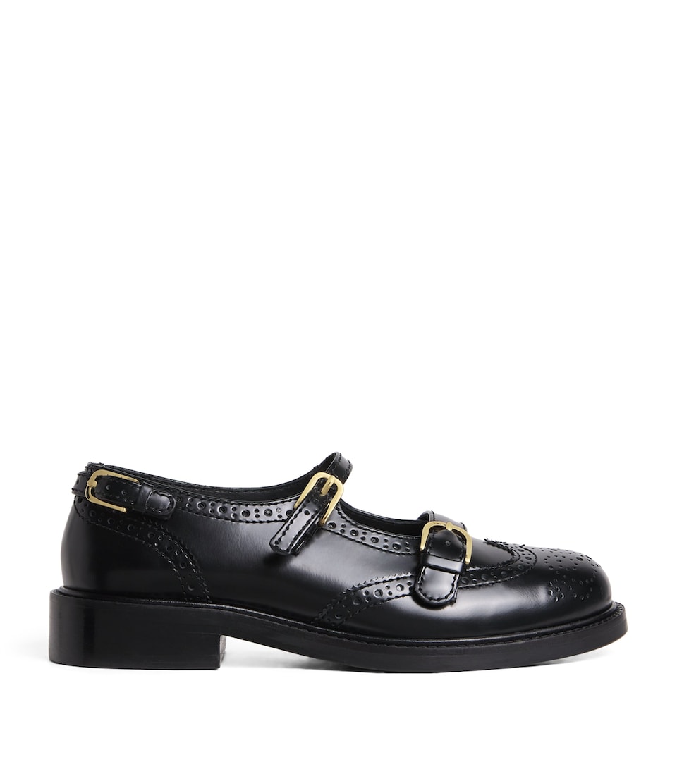 Sandro Paris Leather Mary Jane Derby Shoes Black