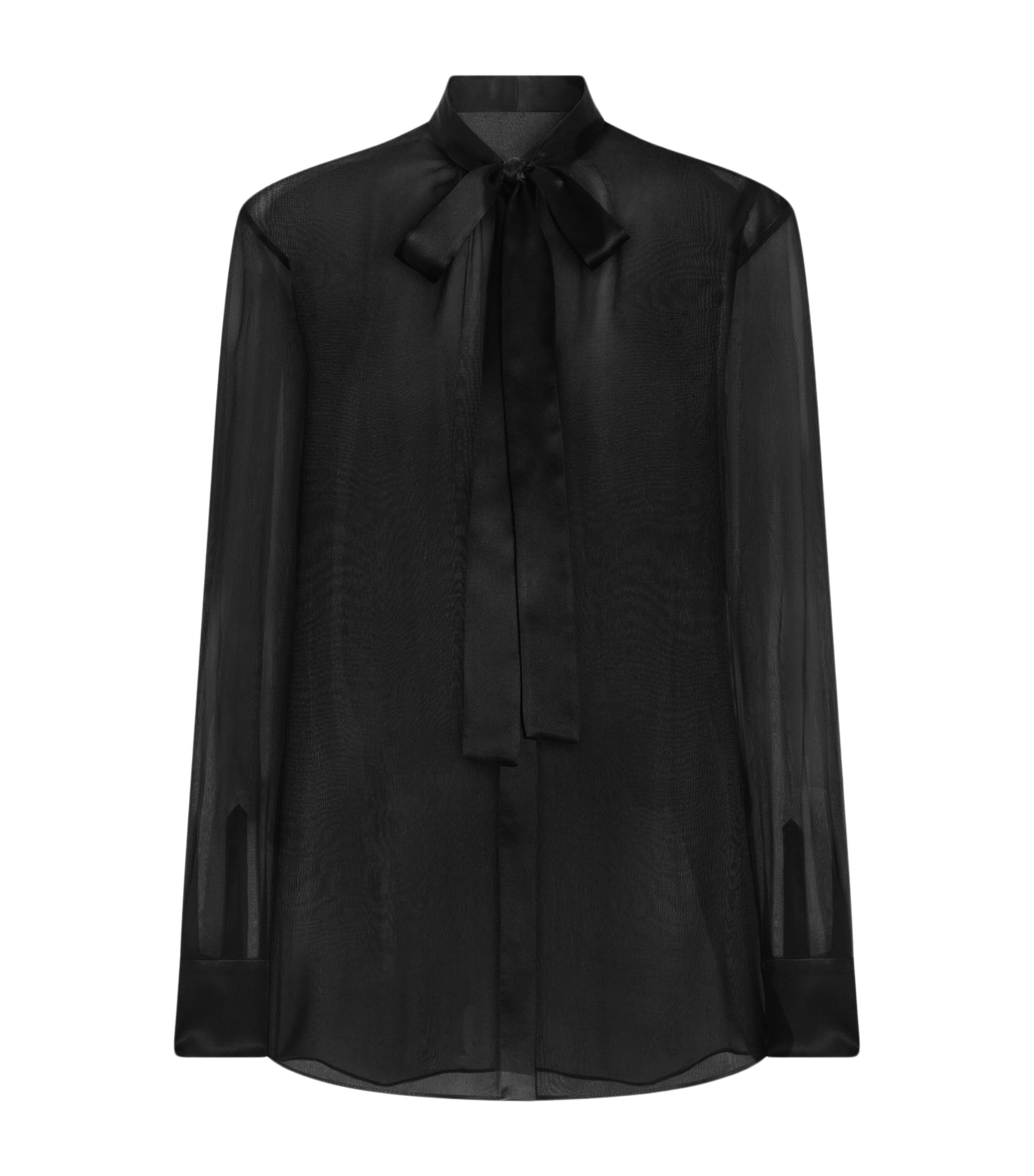 Dolce&Gabbana Womens Silk Pussy Bow Blouse Black
