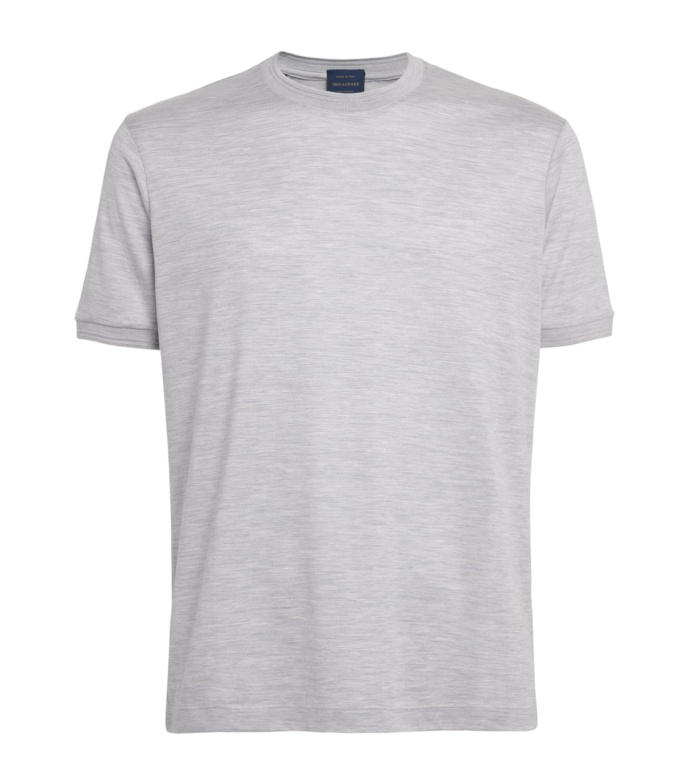 Paul & Shark Mens Cotton-Silk Stripe T-Shirt Light Grey