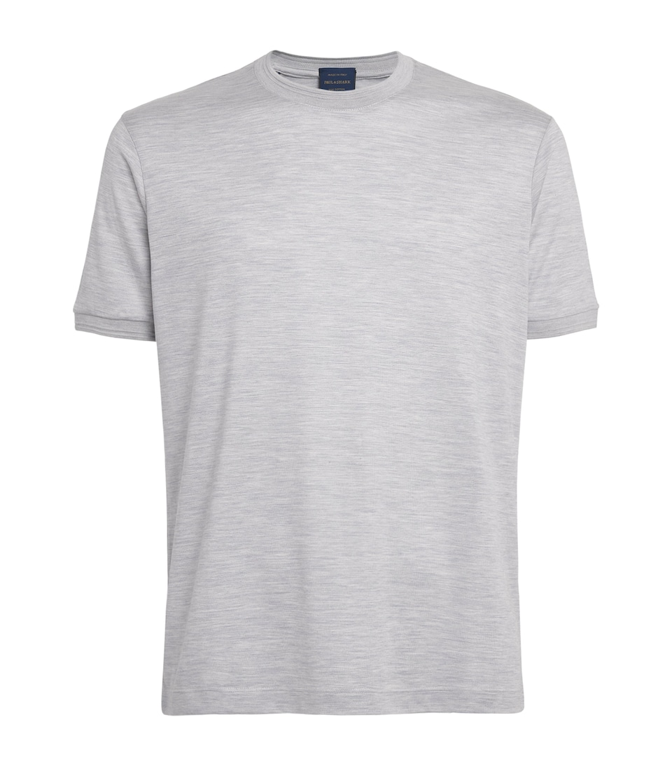 Paul & Shark Mens Cotton-Silk Stripe T-Shirt Light Grey