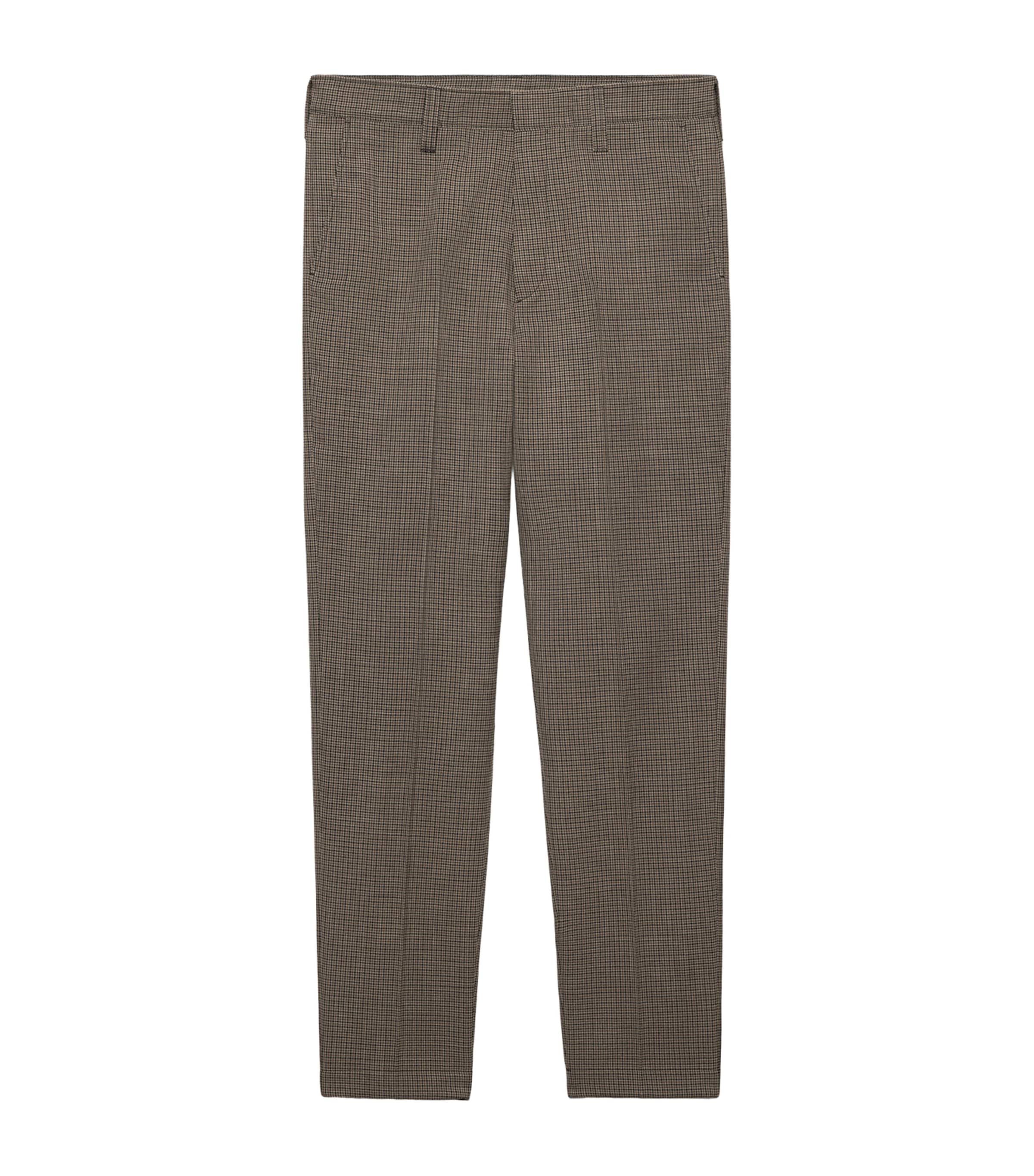 Prada Mens Wool Houndstooth Slim-Fit Trousers Green