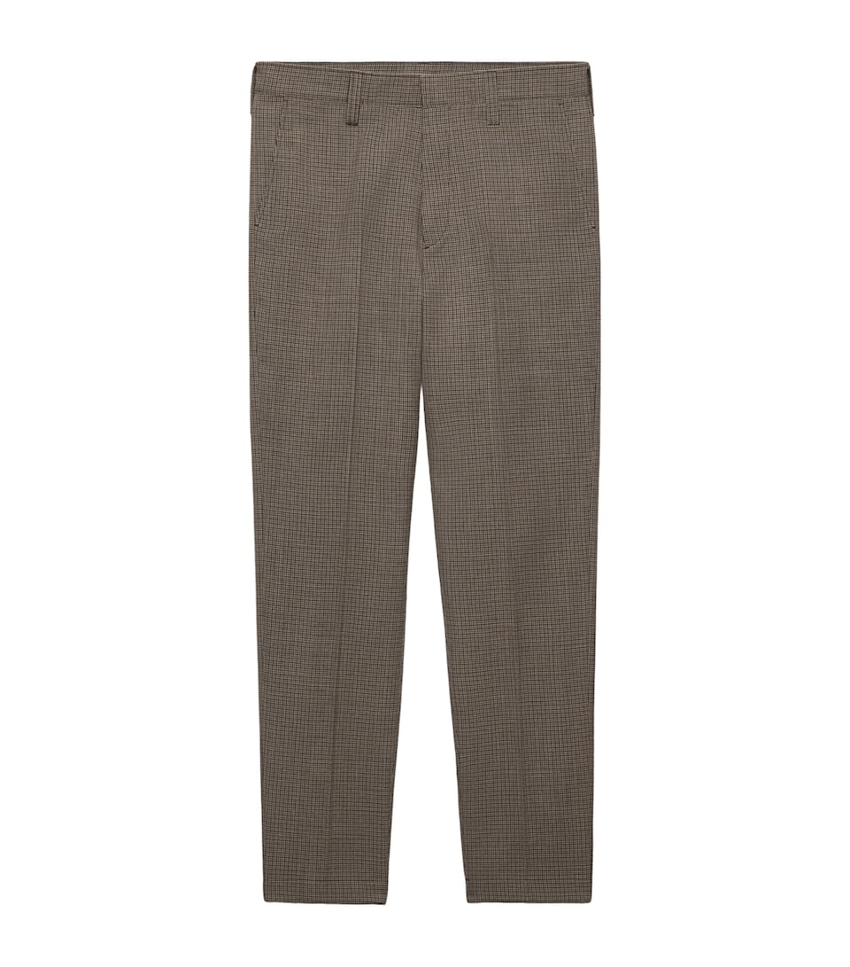 Prada Mens Wool Houndstooth Slim-Fit Trousers Green